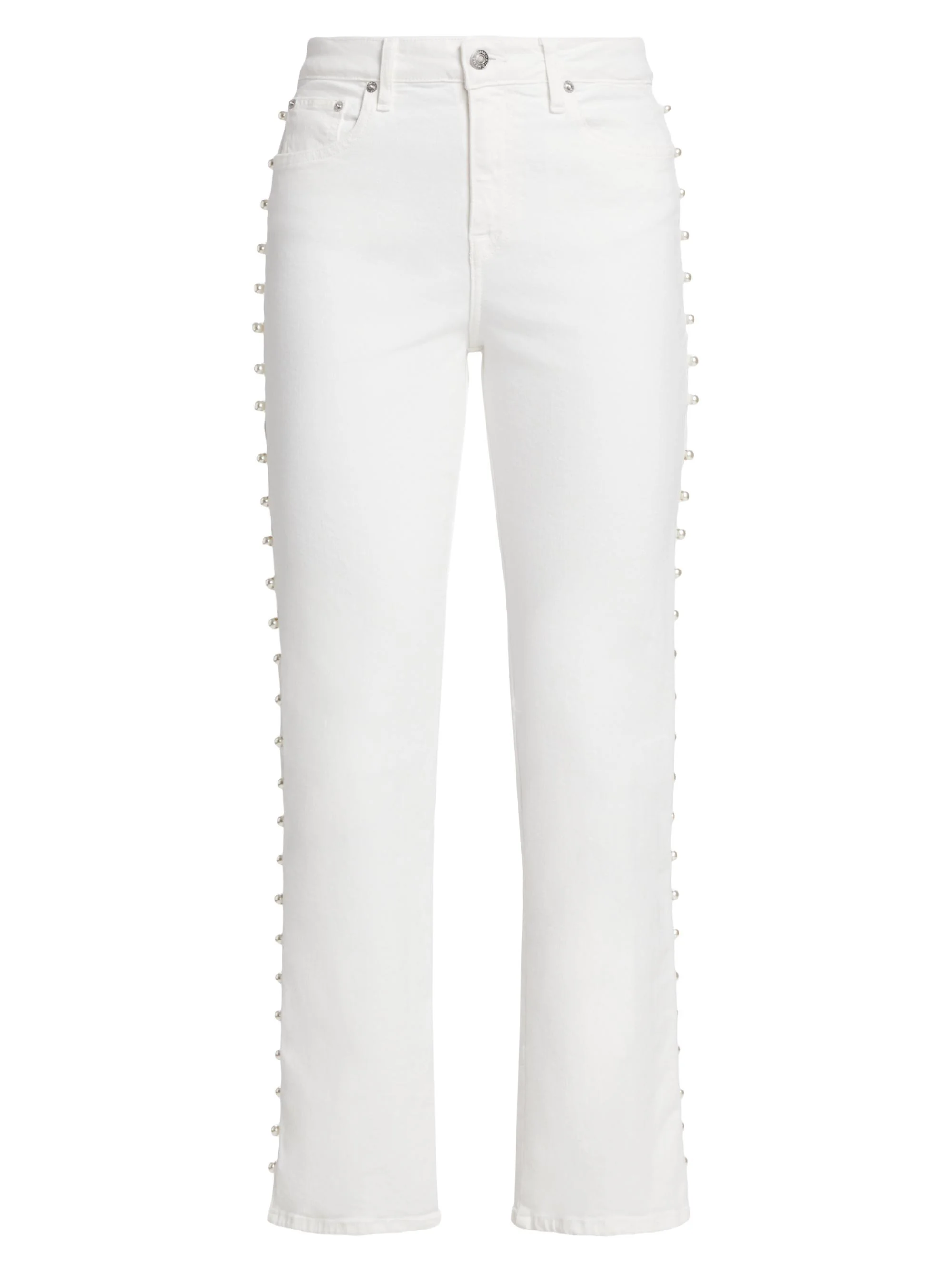 Women's Amelia Faux Pearl-Embellished Jeans - Ivory - 1