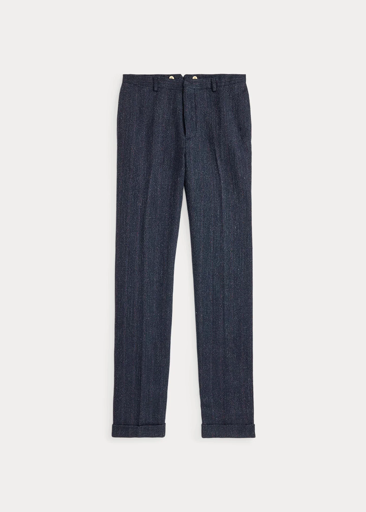 Slim Fit Linen-Blend Herringbone Trouser - 1