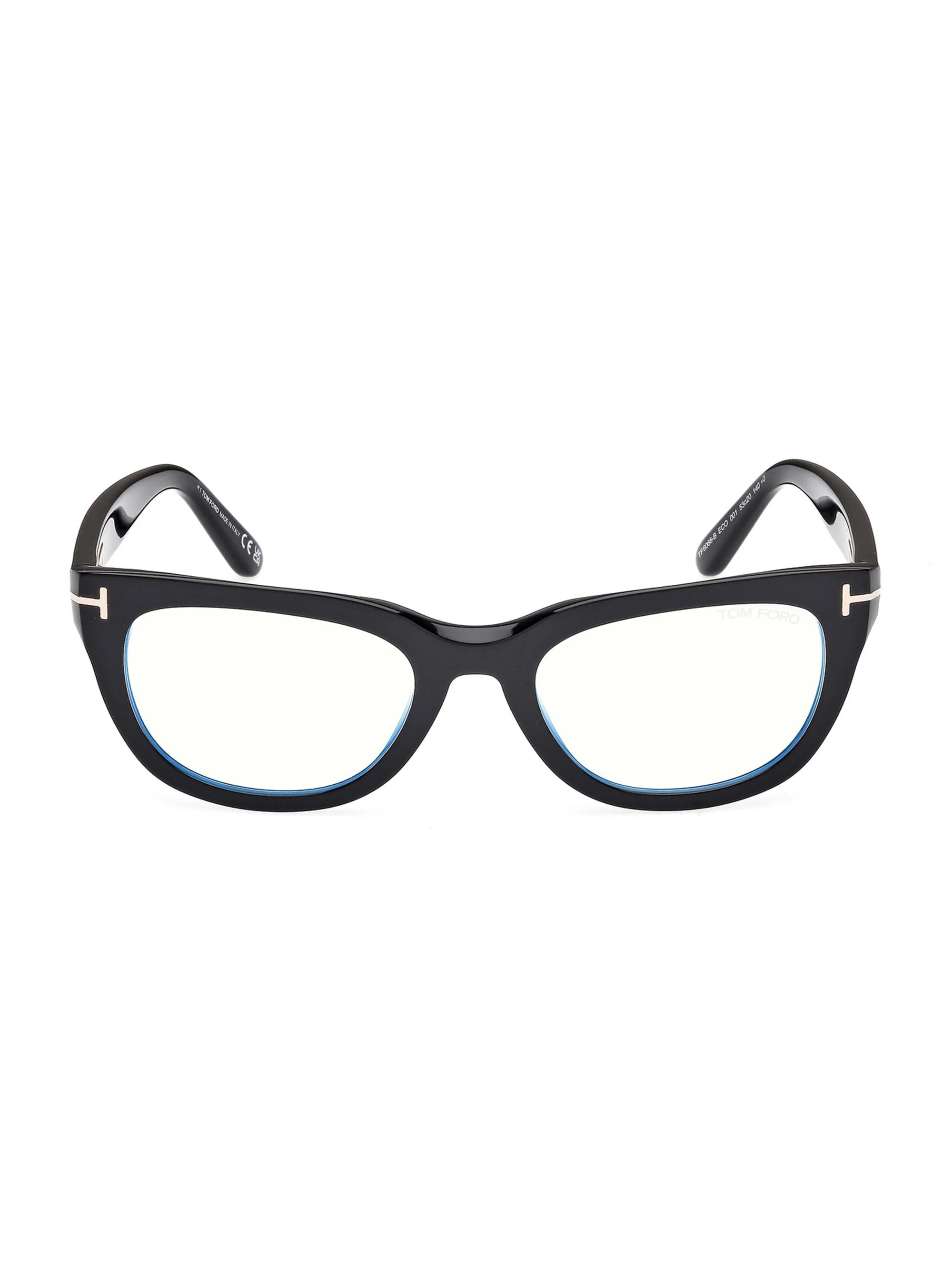 Women's 53MM Oval Blue Block Eyeglasses - Shinyblack - 1