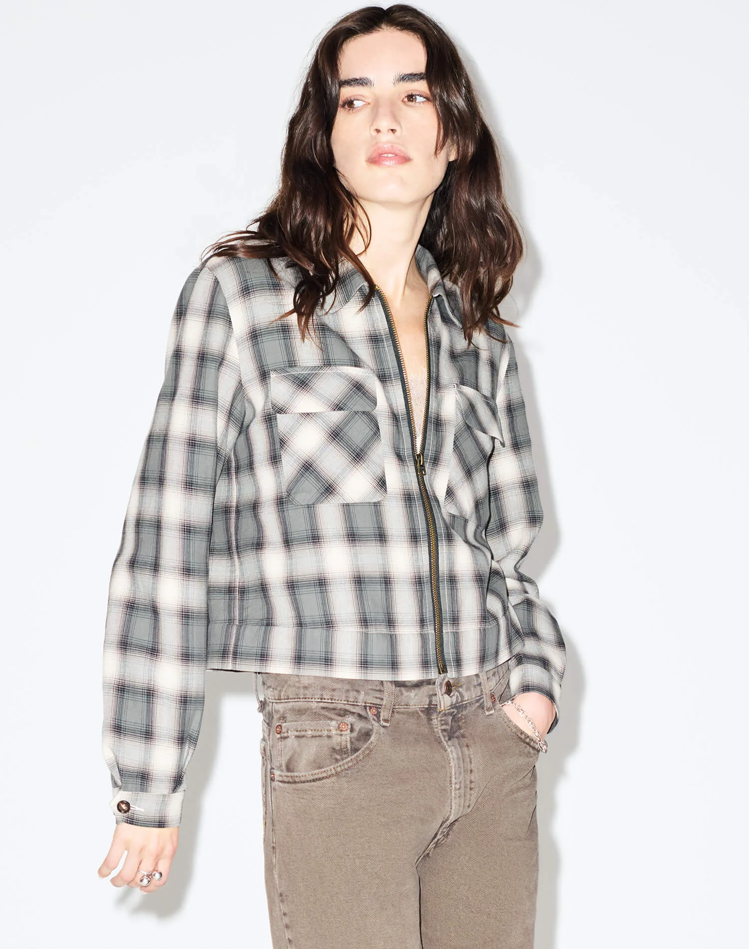 Viv Jacket - Dark Sage Plaid - 1