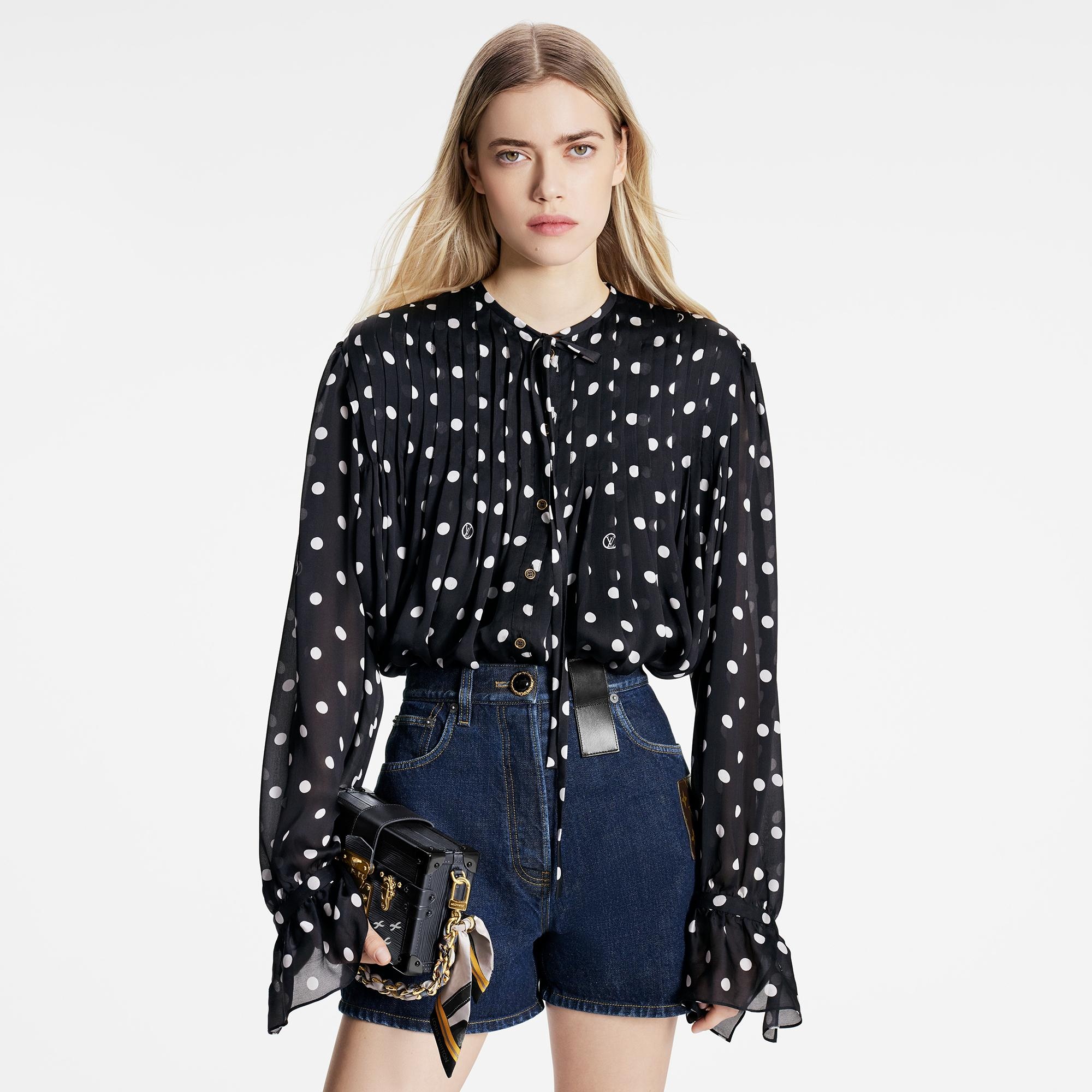 Louis Vuitton Sheer Mousseline Polka Dot Blouse REVERSIBLE