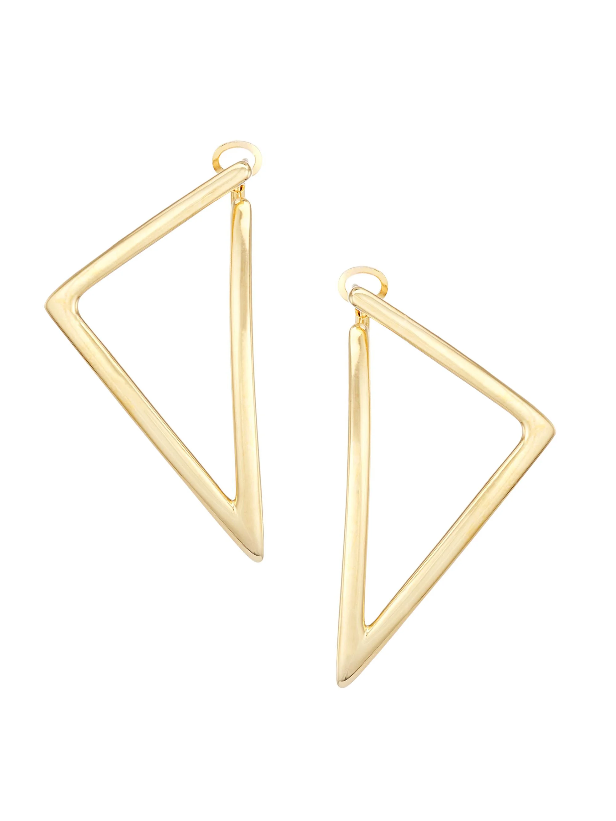 Women's 18K Yellow Gold Medium Triangular Hoop Earrings - Yellow Gold - 1