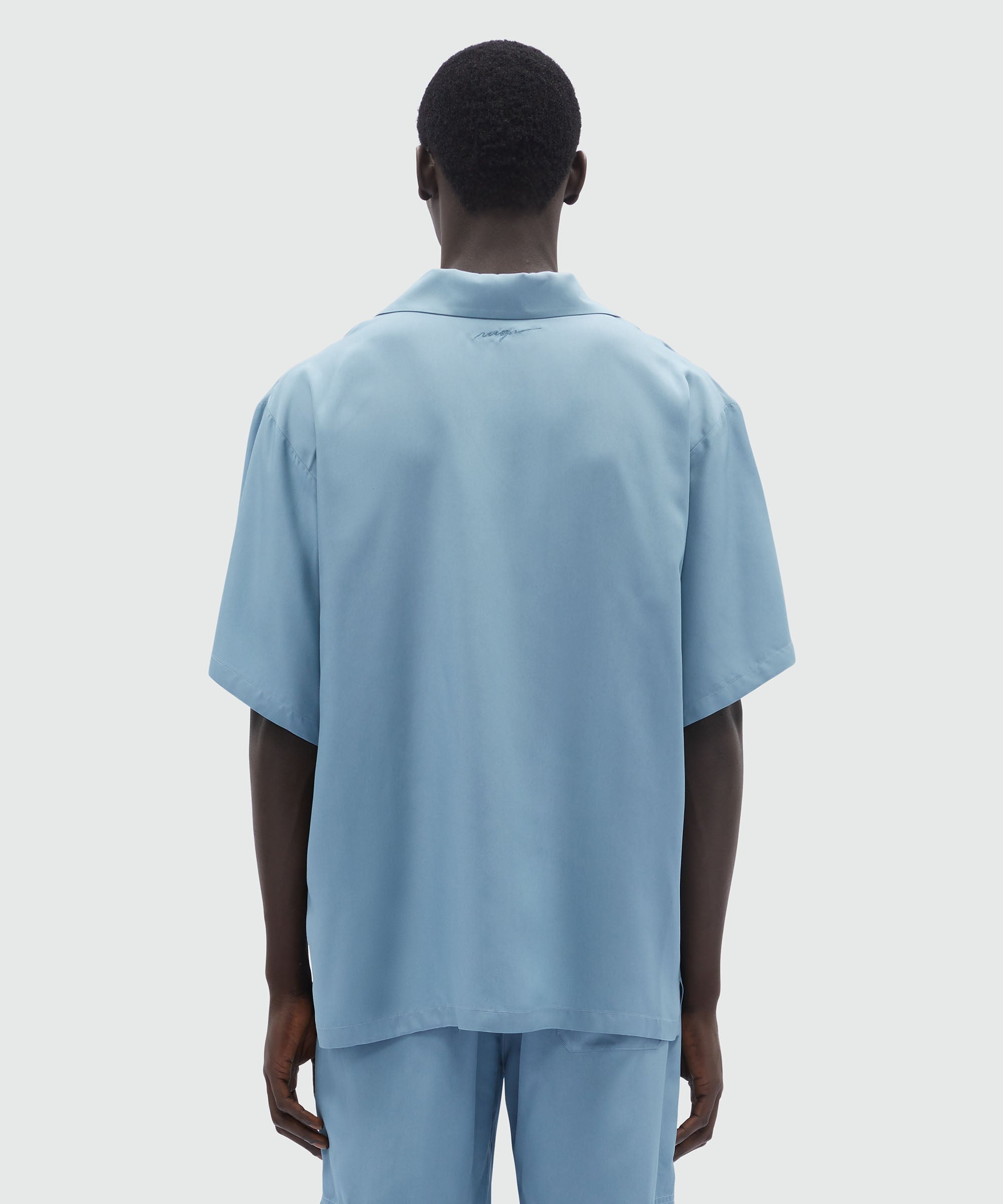 Shirt in powder blue fluid fabric - 3