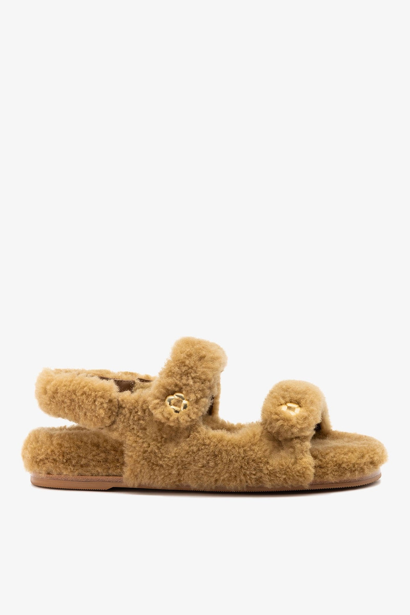 Jetty Fuzzy Sandal Latte Shearling 1