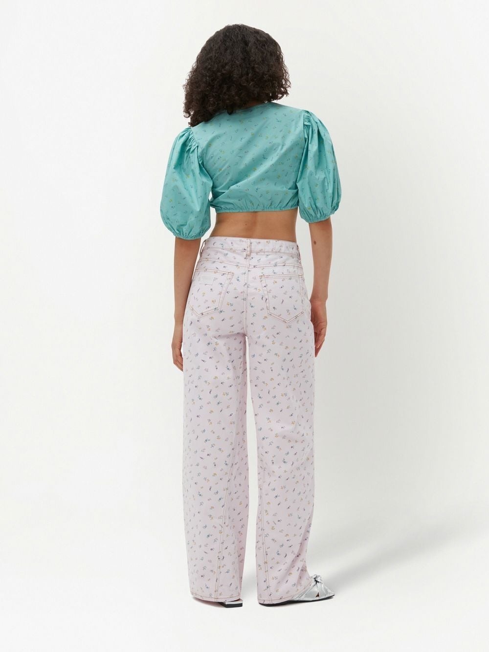 puff-sleeve cropped blouse - 3
