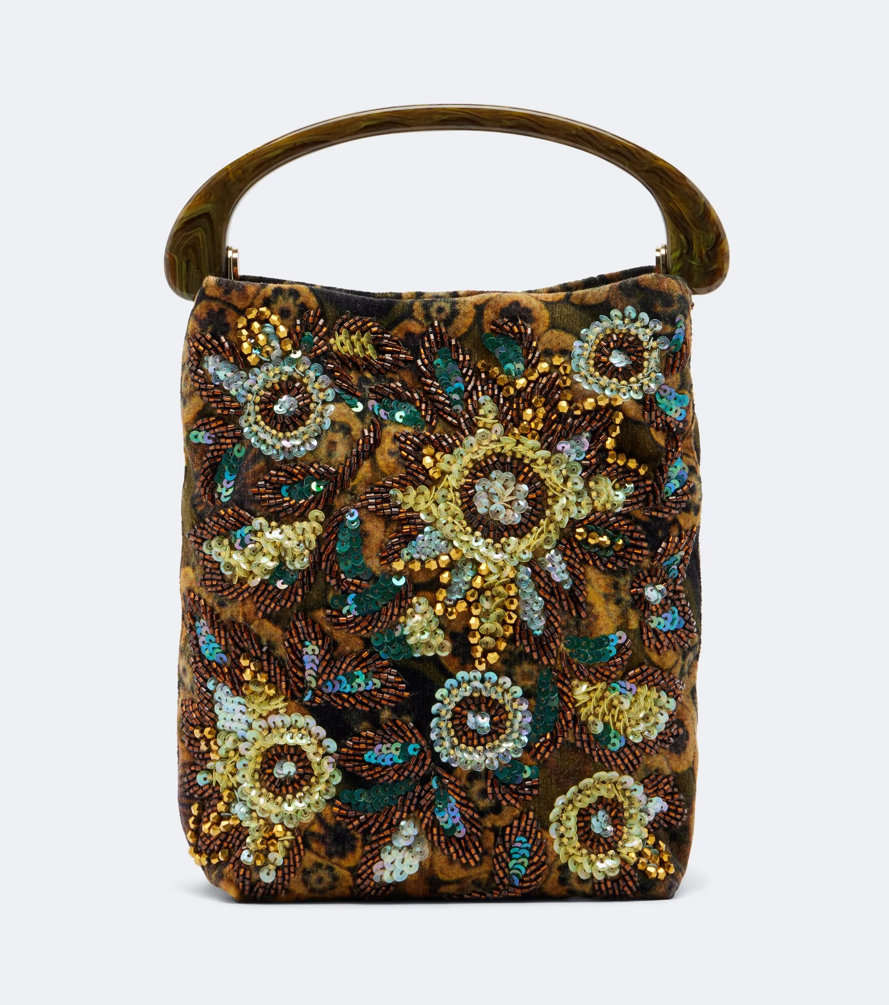 Embellished floral jacquard top-handle bag - 1