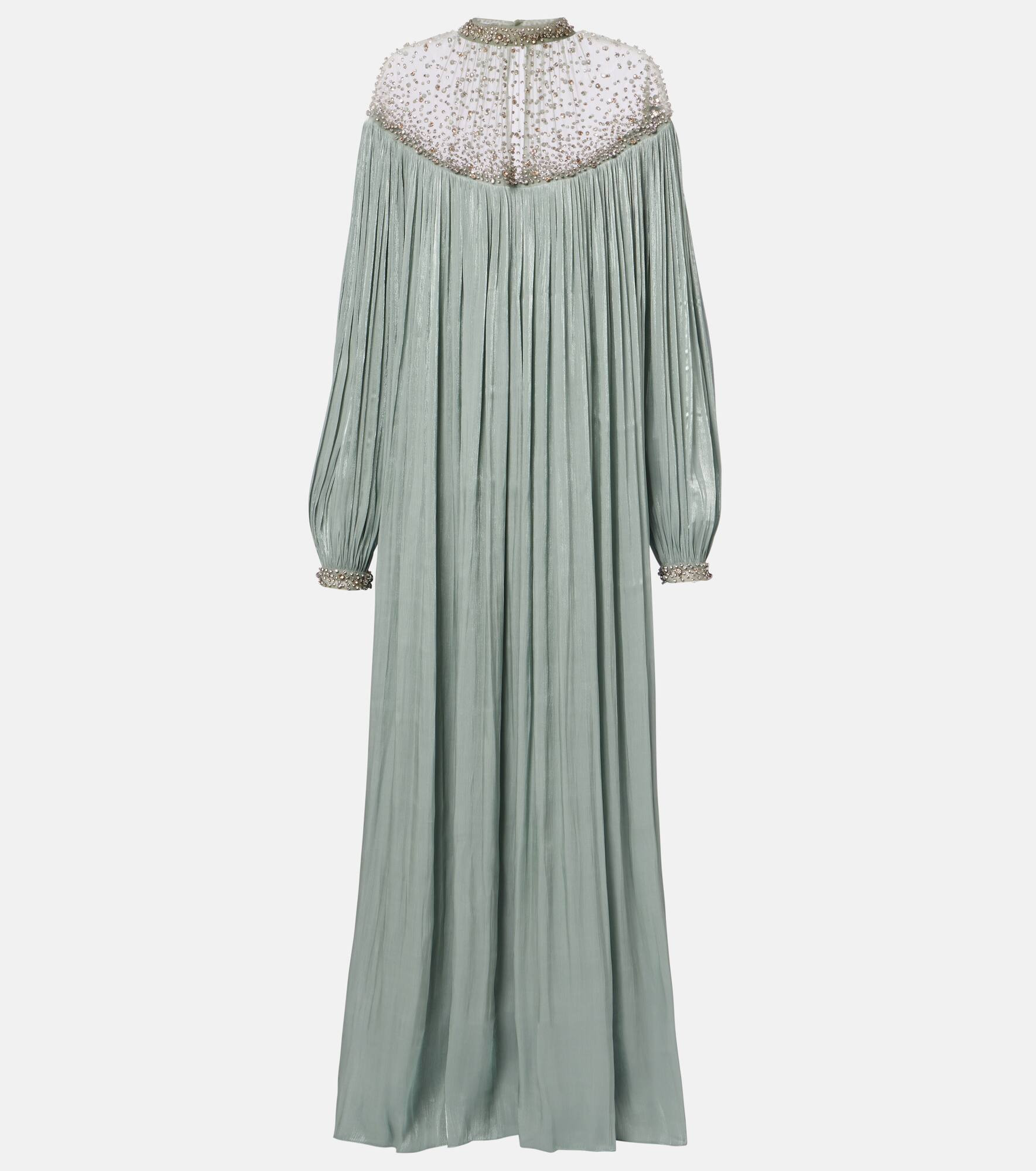 Ellima embellished plissé georgette gown - 1