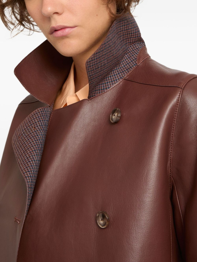 double-breasted leather coat 5