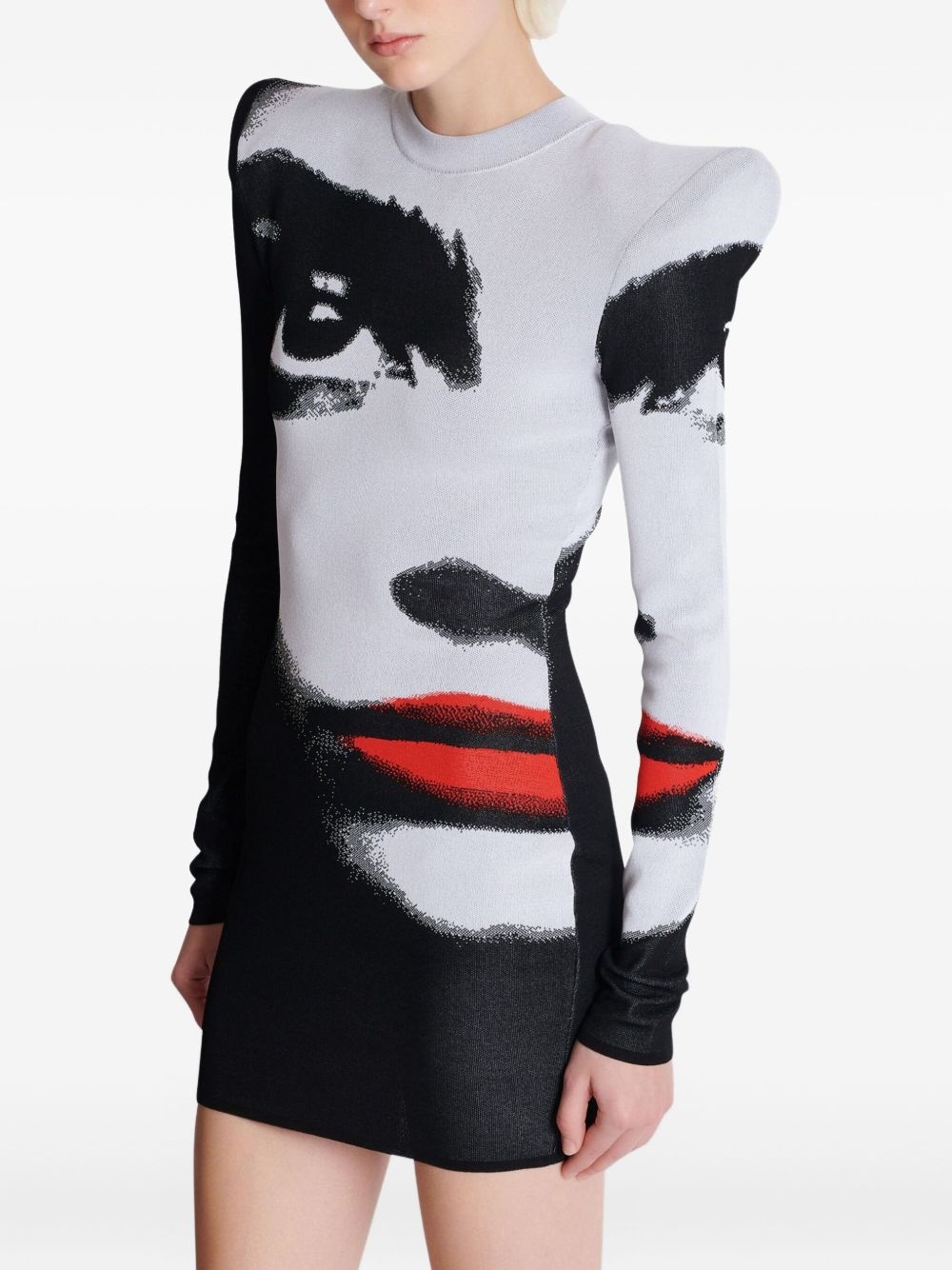 face-motif mini dress - 7