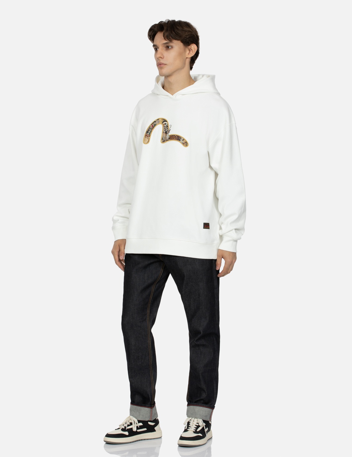 DEER AND TREASURE-PATTERN SEAGULL PRINT LOOSE FIT HOODIE - 3
