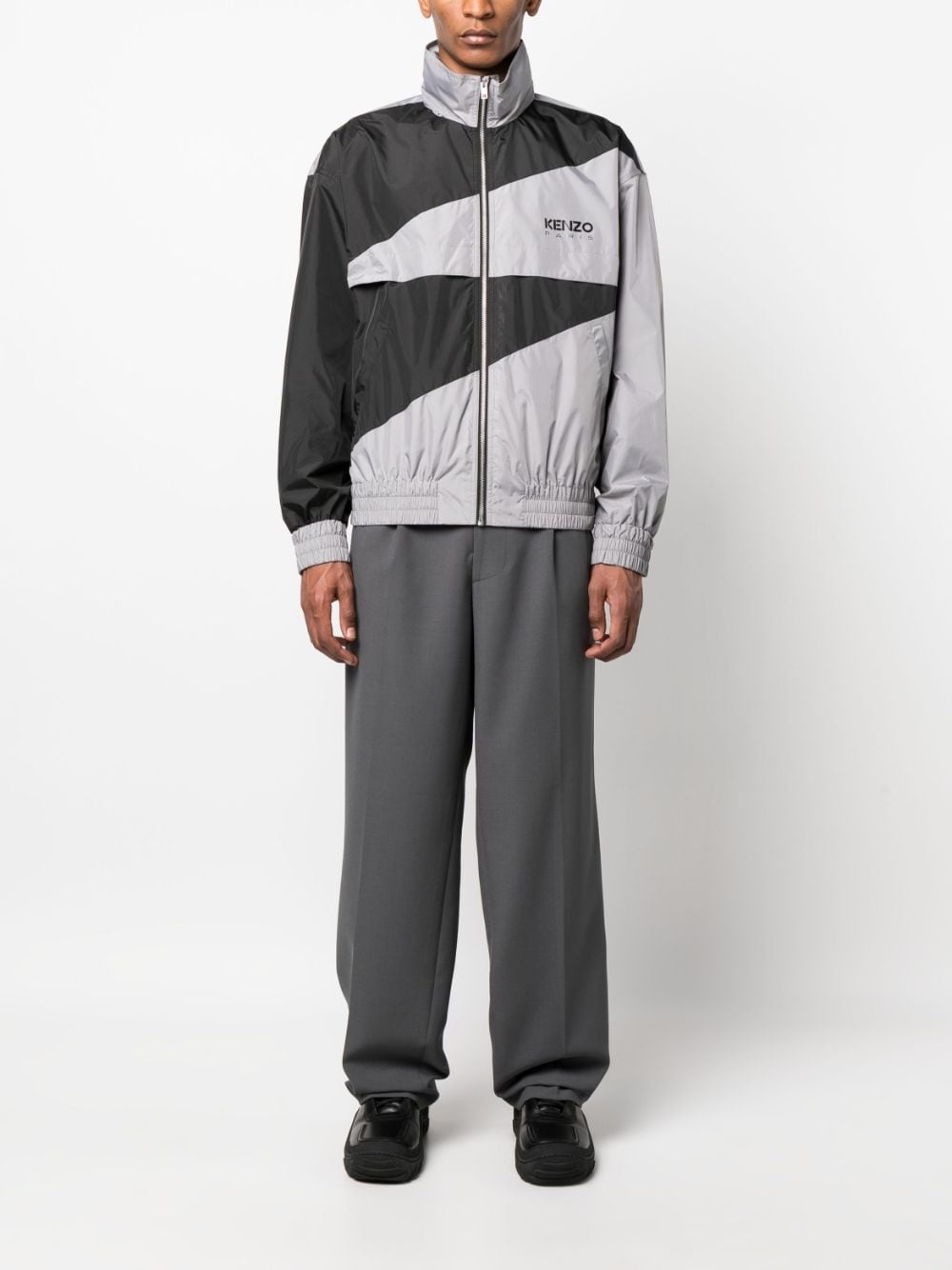two-tone logo-print lightweight jacket - 2
