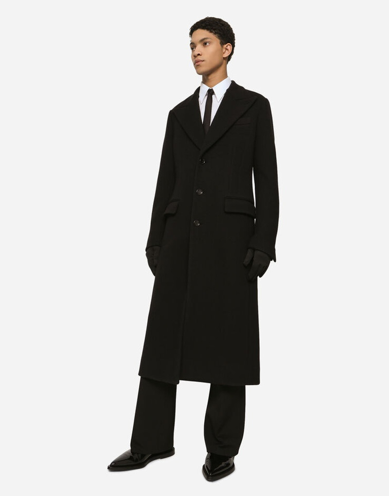 Single-breasted technical wool jersey coat 6