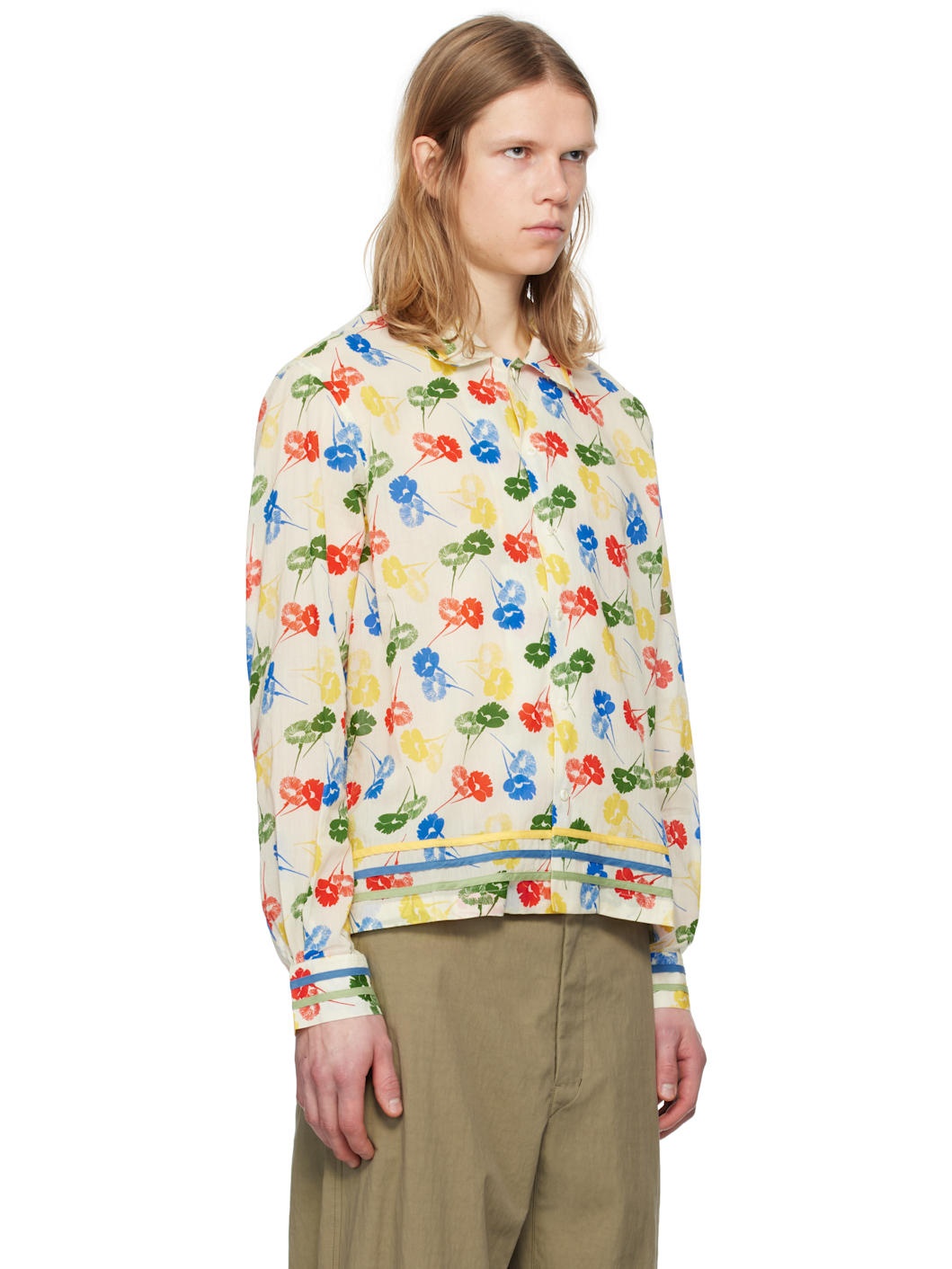 Multicolor Flower Stamp Long Sleeve Shirt - 2
