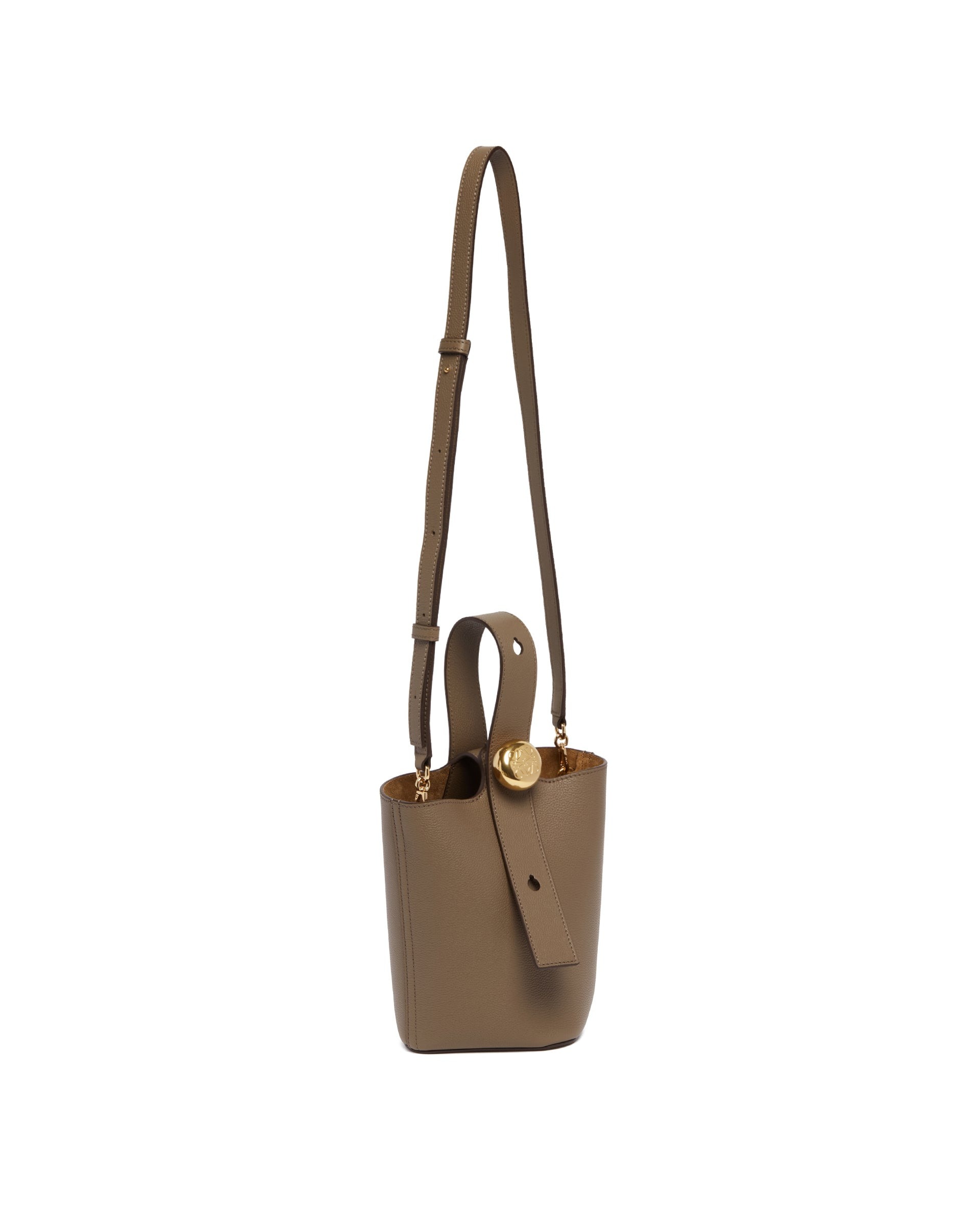 Beige Mini Pebble Bucket Bag - 6