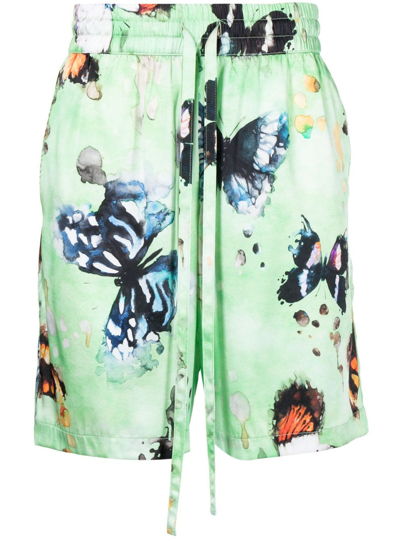 butterfly-print silk shorts 1