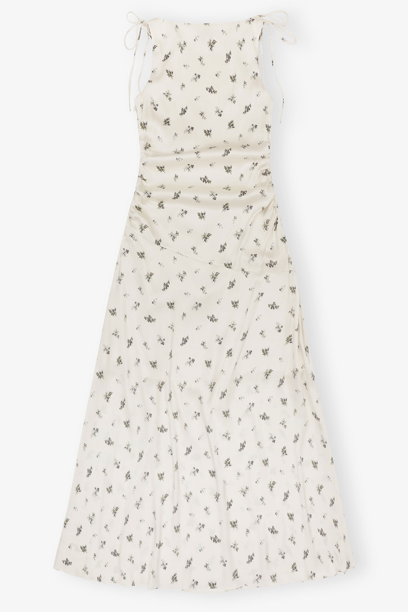 WHITE SATIN GATHERED DRESS - 7