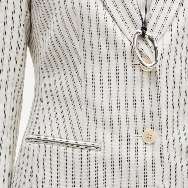 Tall Margeaux blazer in striped stretch linen blend 4