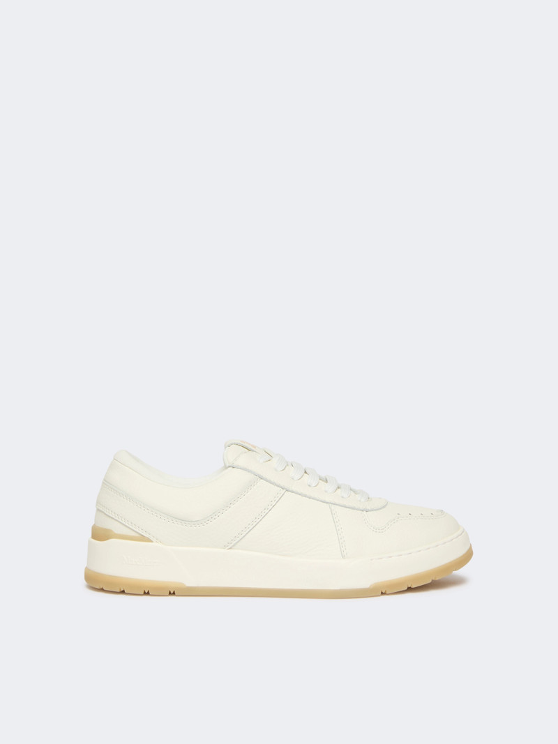 BLOCCO Low-top trainers in tumbled leather - WHITE 1