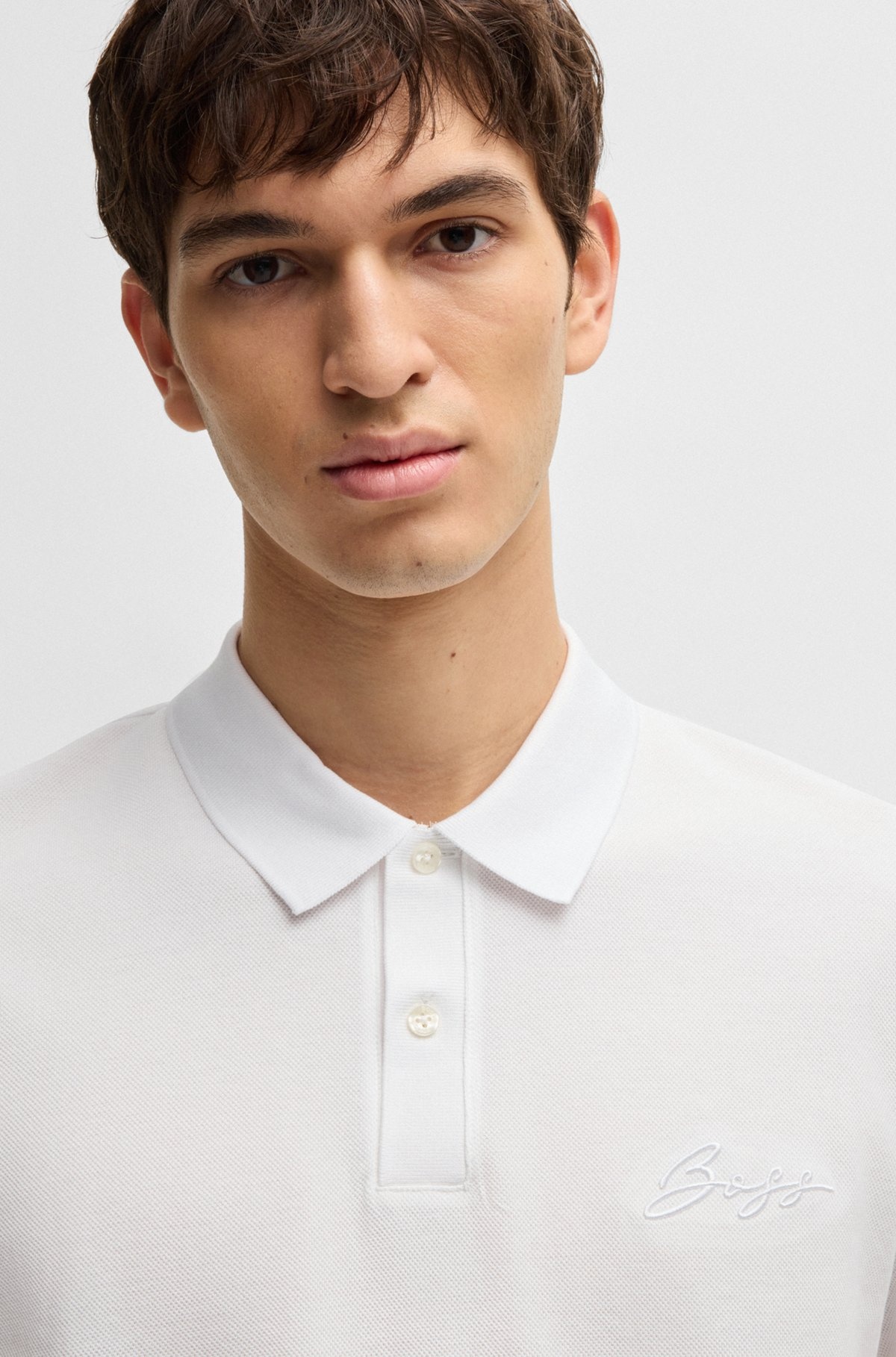 MERCERIZED-COTTON POLO SHIRT WITH SCRIPT LOGO - 3