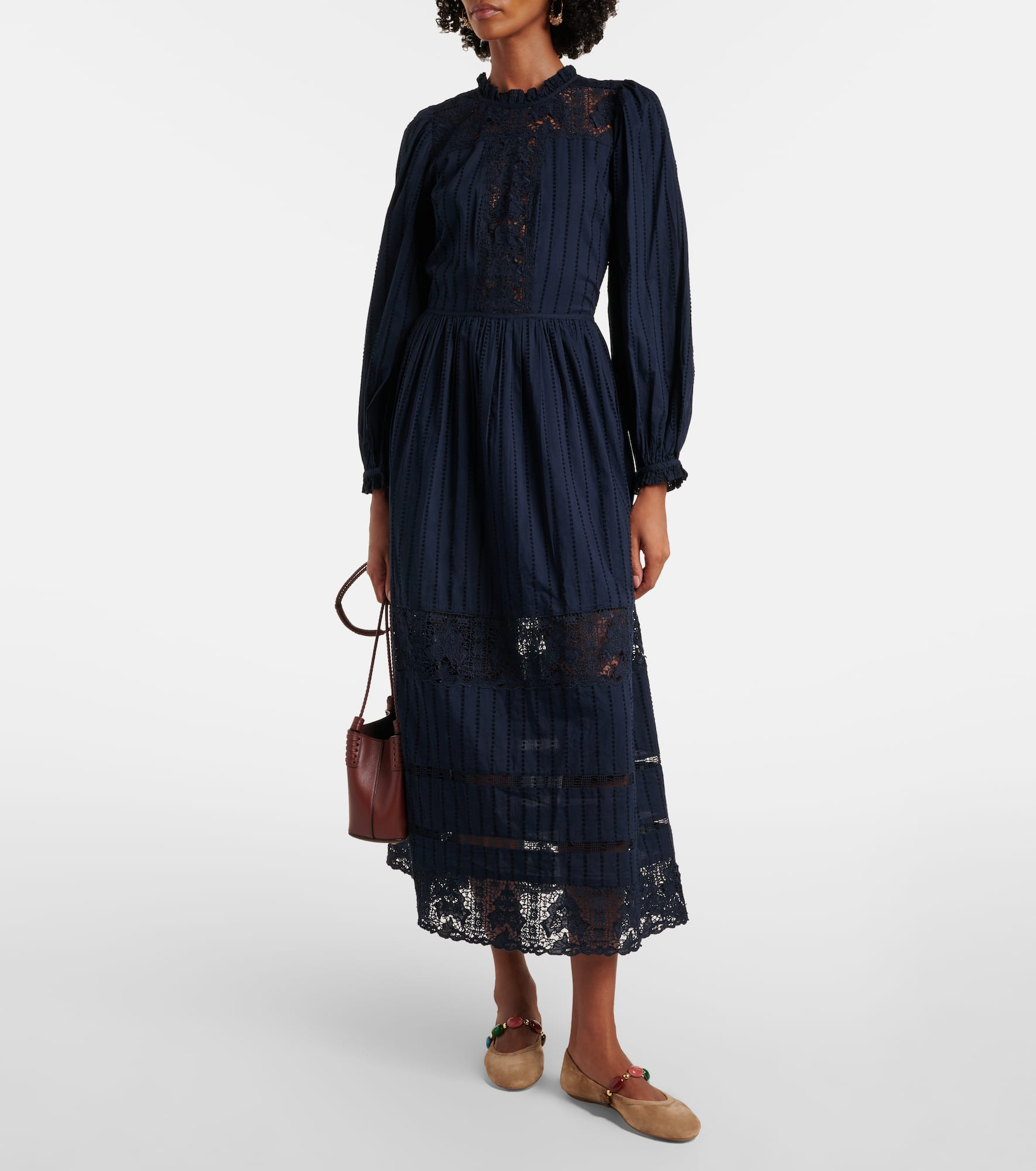 Amelie lace and cotton midi dress - 2