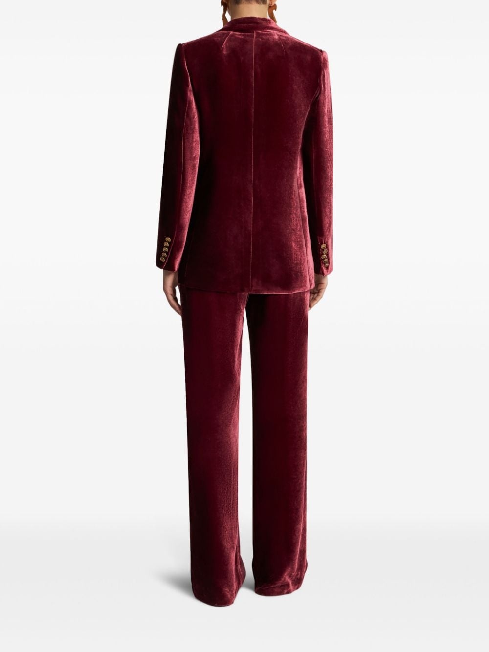 single-breasted velvet blazer - 3