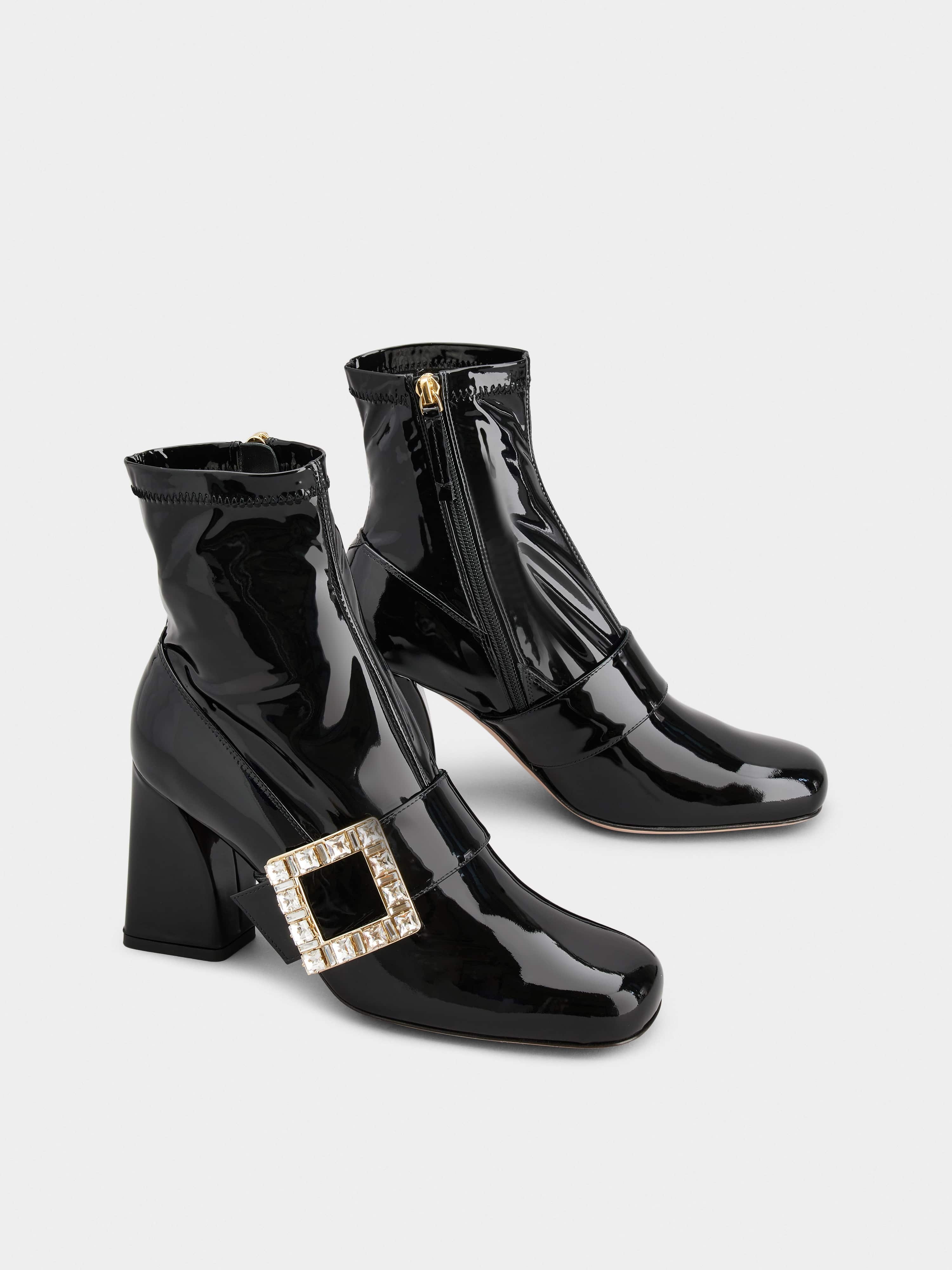 Très Vivier Rhinestone Buckle Ankle Boots in Patent Leather - 2