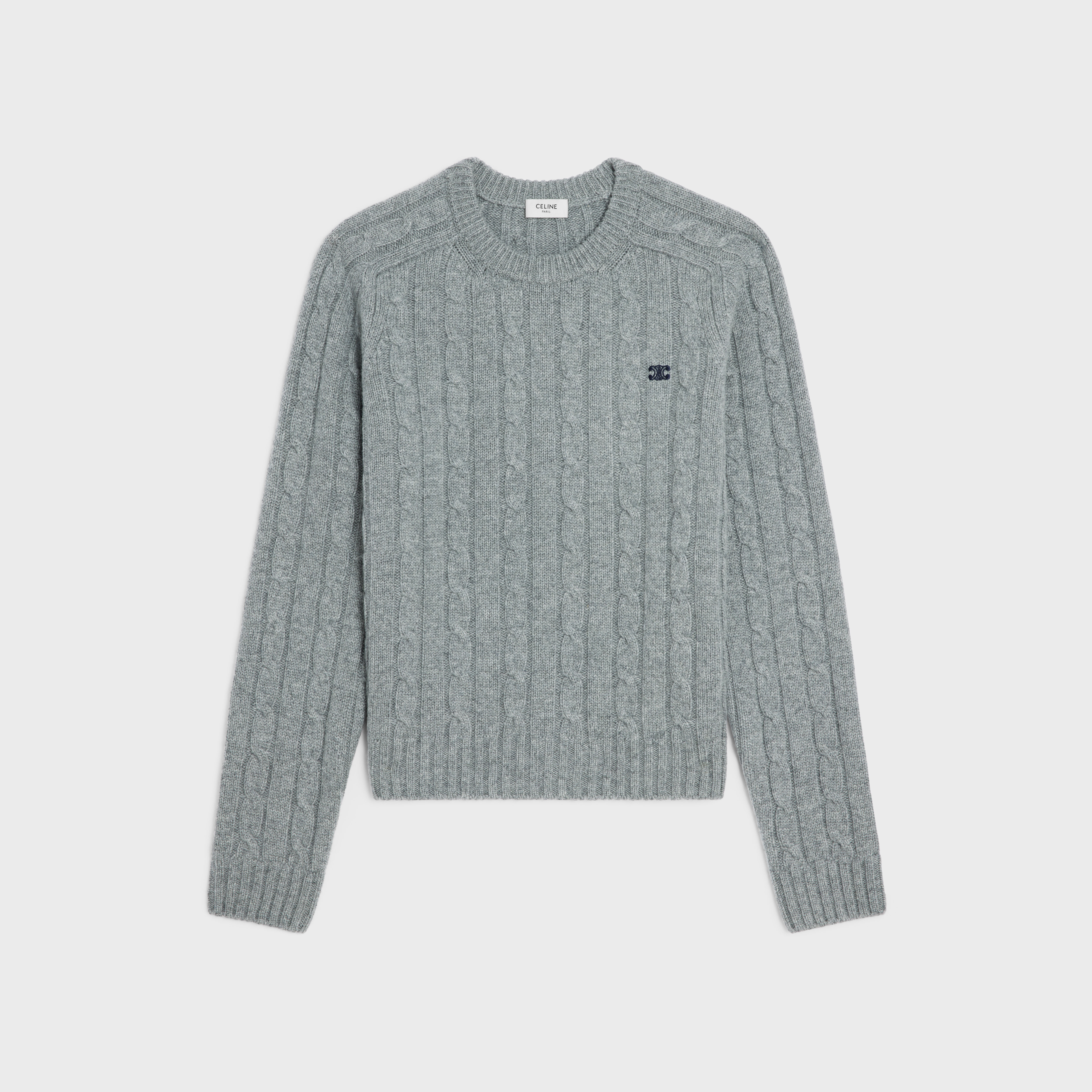 CELINE cable-knit triomphe sweater in cashmere | REVERSIBLE