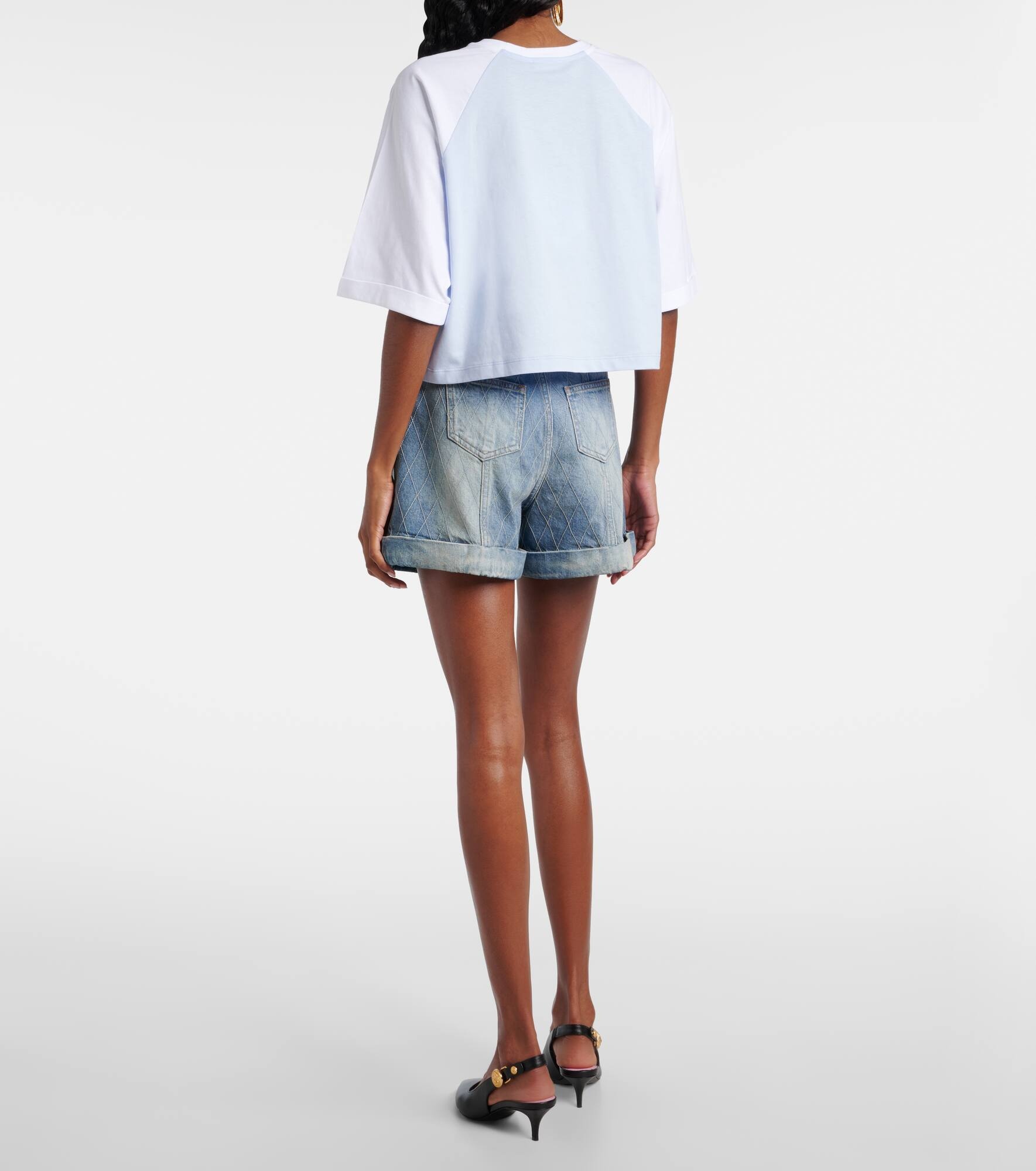 Logo cropped cotton jersey T-shirt - 3