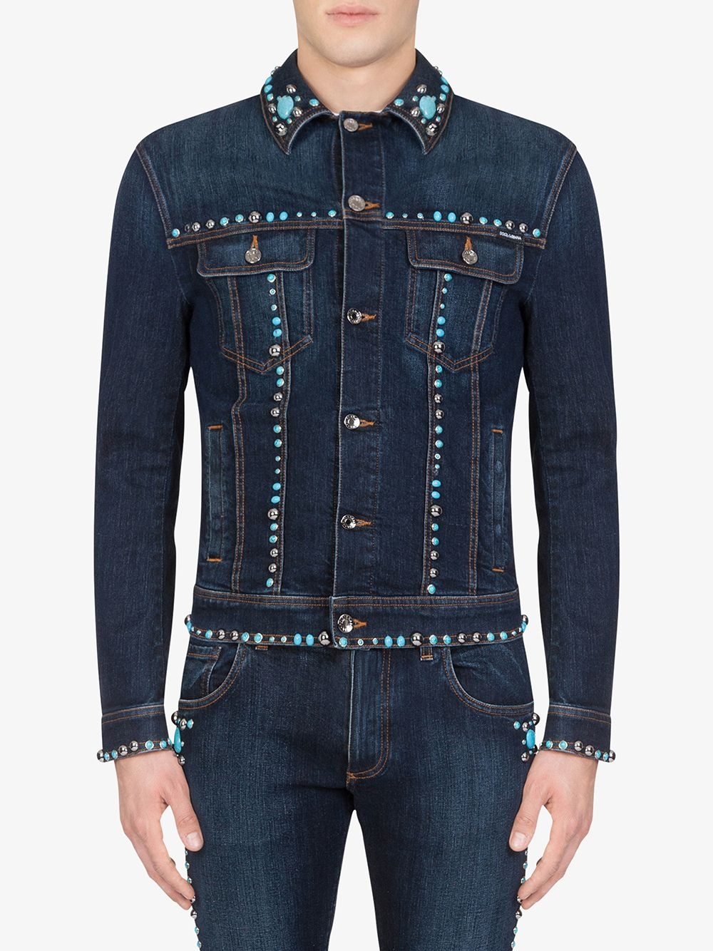 stud-embellished denim jacket - 3