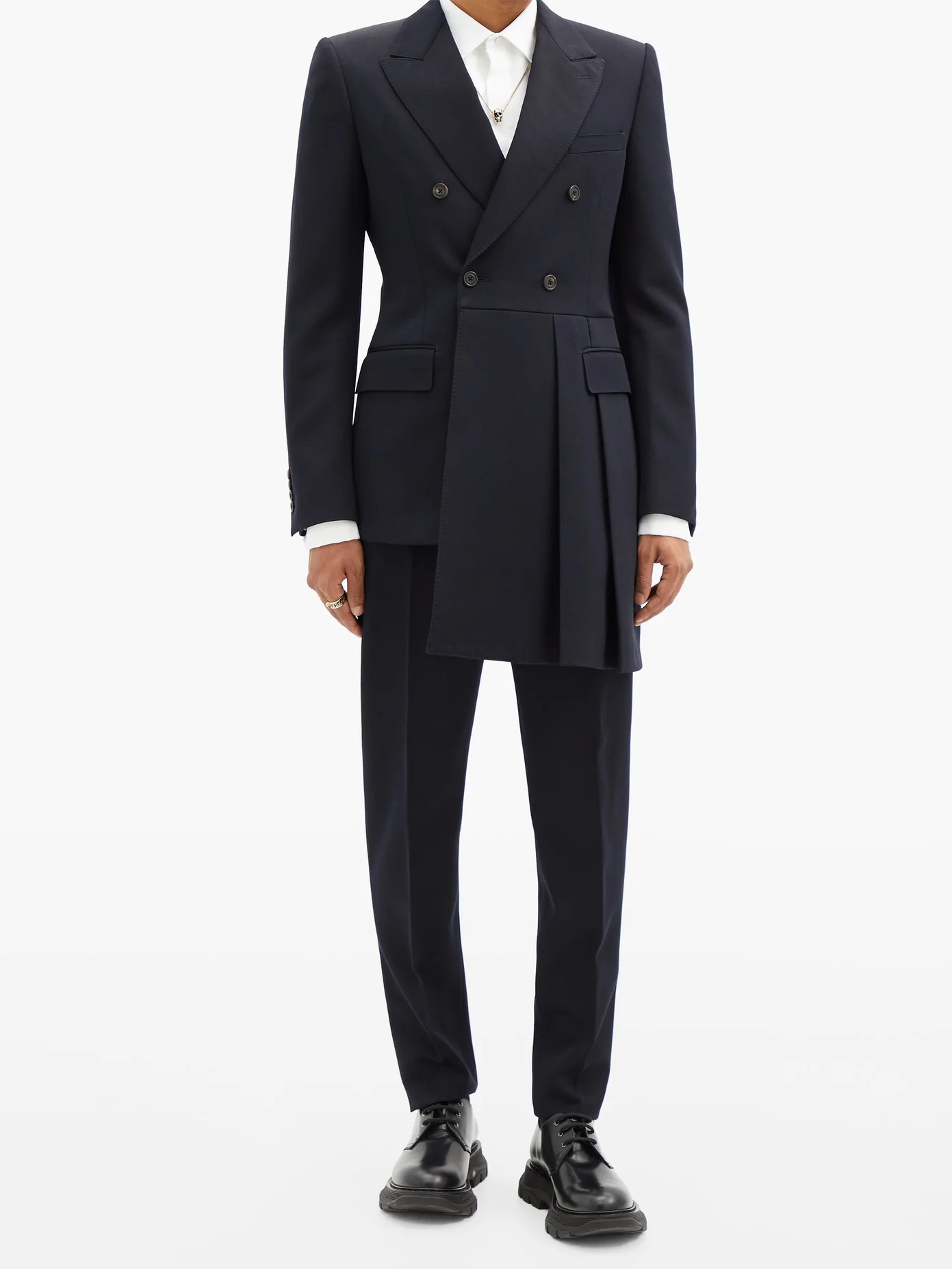 Tapered-leg wool-crepe suit trousers - 2