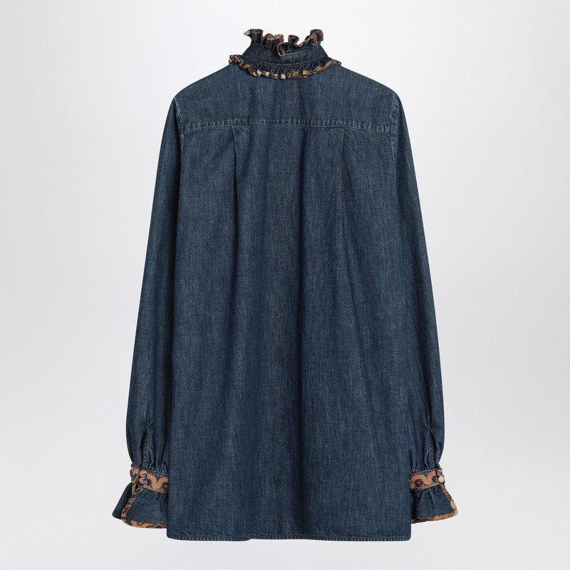 Valentino Blue Denim Blouse With Embroidered Edges Women - 2