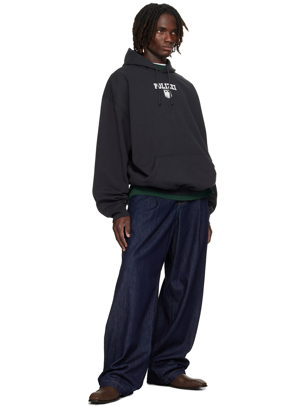Black 'Polizei' Oversized Hoodie - 4