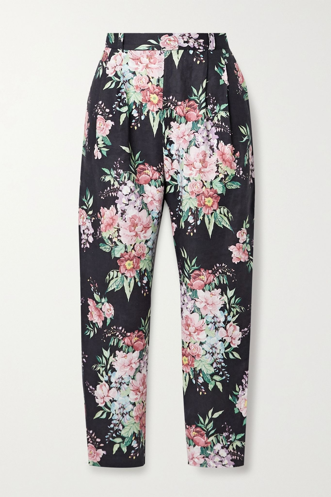 Bellitude floral-print linen tapered pants - 1