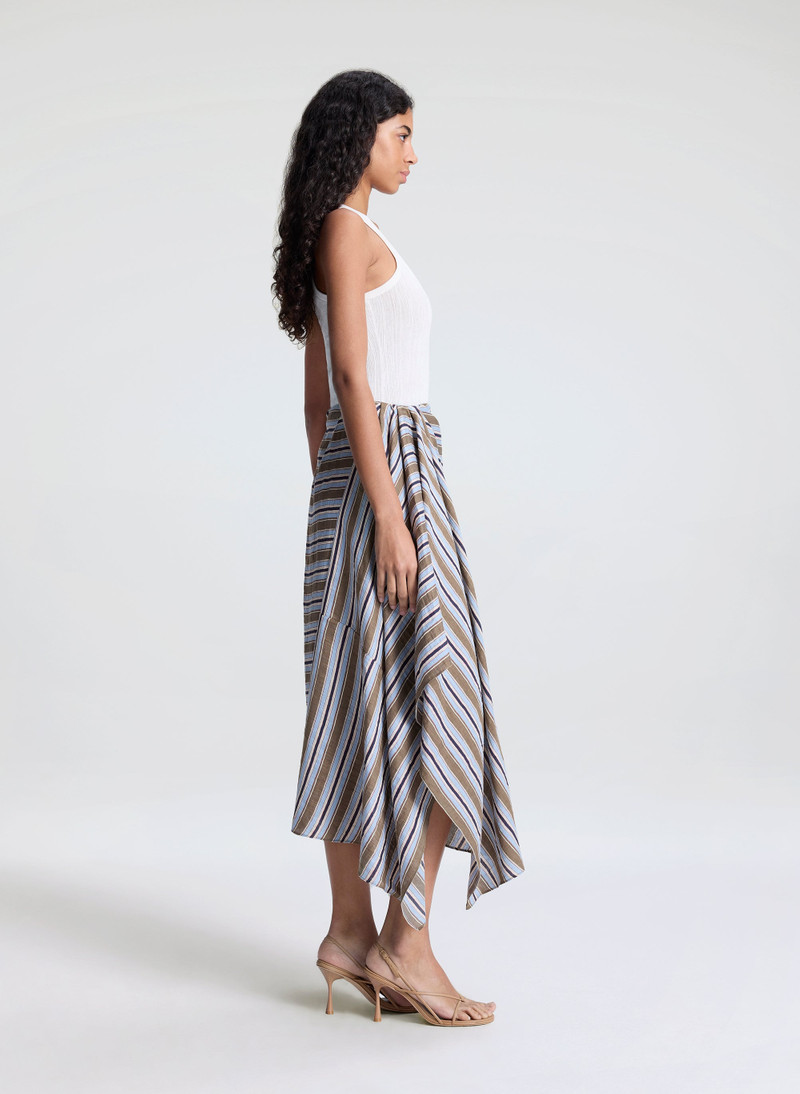 Lota Striped Linen Midi Skirt 5