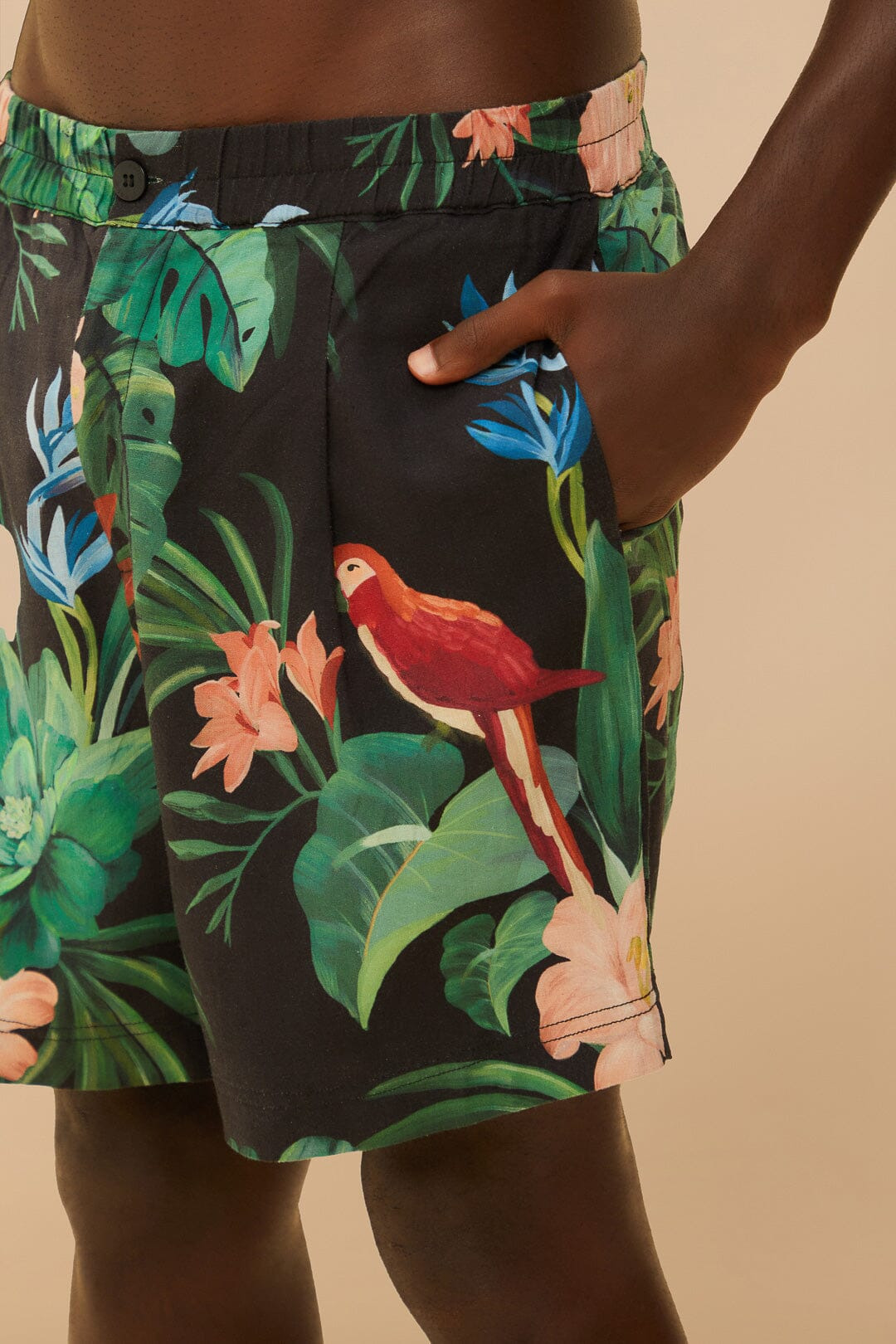 Black Midnight Macaw Fiesta Lenzing™ Ecovero™ Euroflax™ Shorts - 3