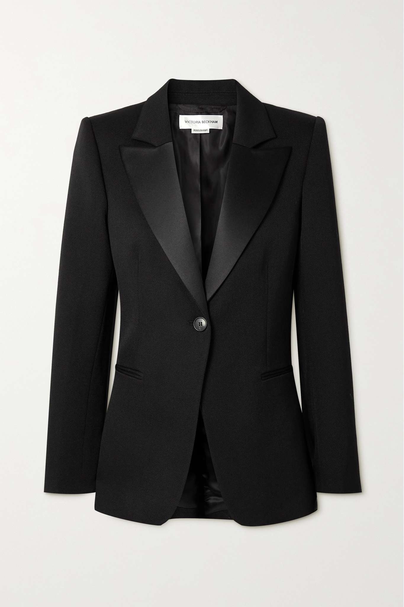 Satin-trimmed wool-twill blazer - 1