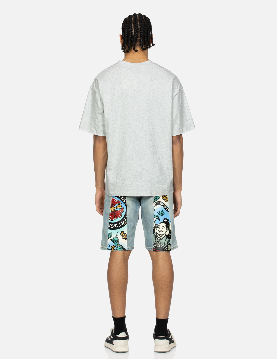 PLAYFUL GODHEAD DAICOCK PRINT REGULAR FIT DENIM SHORTS - 5