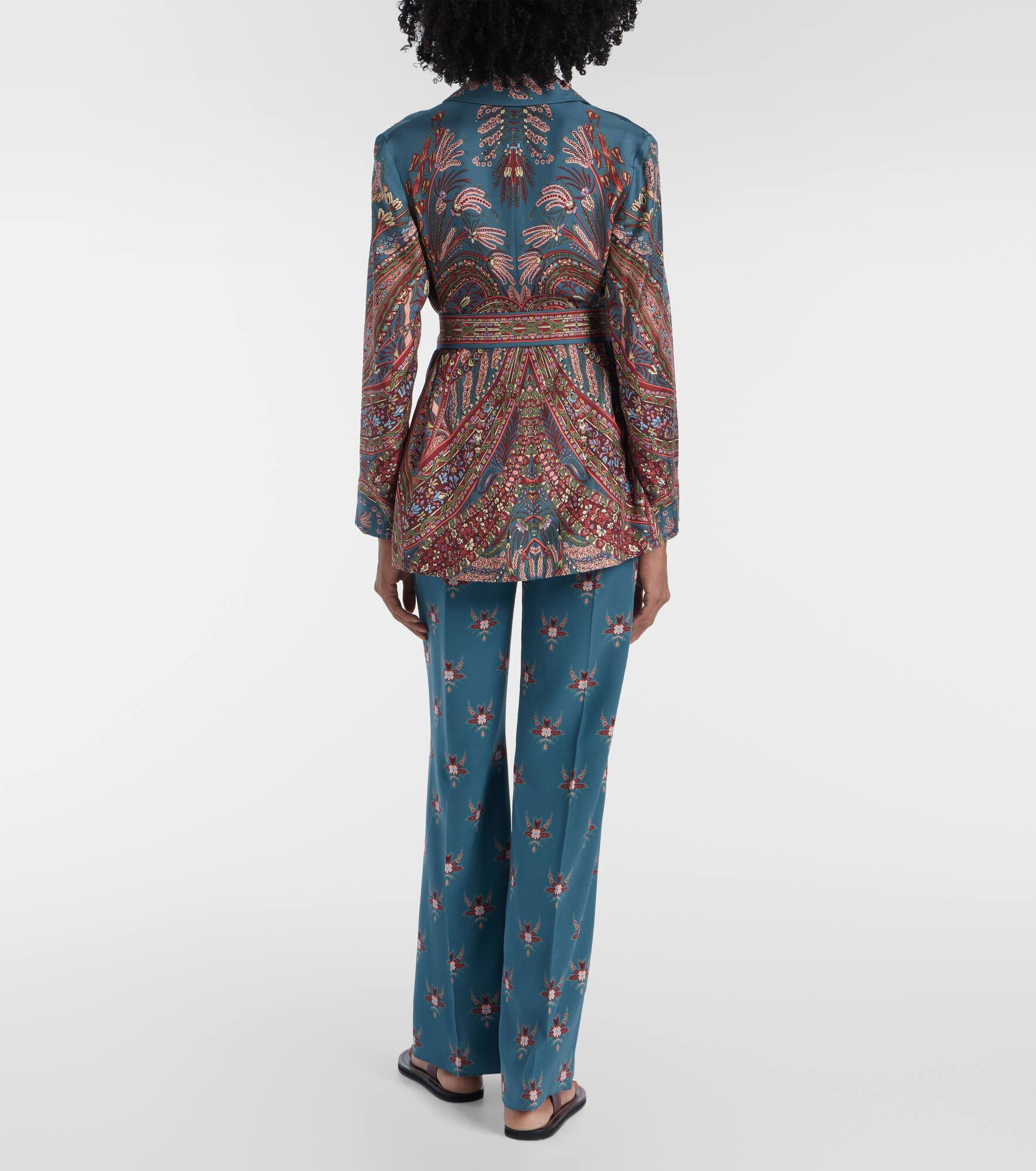 Floral printed silk blazer - 3