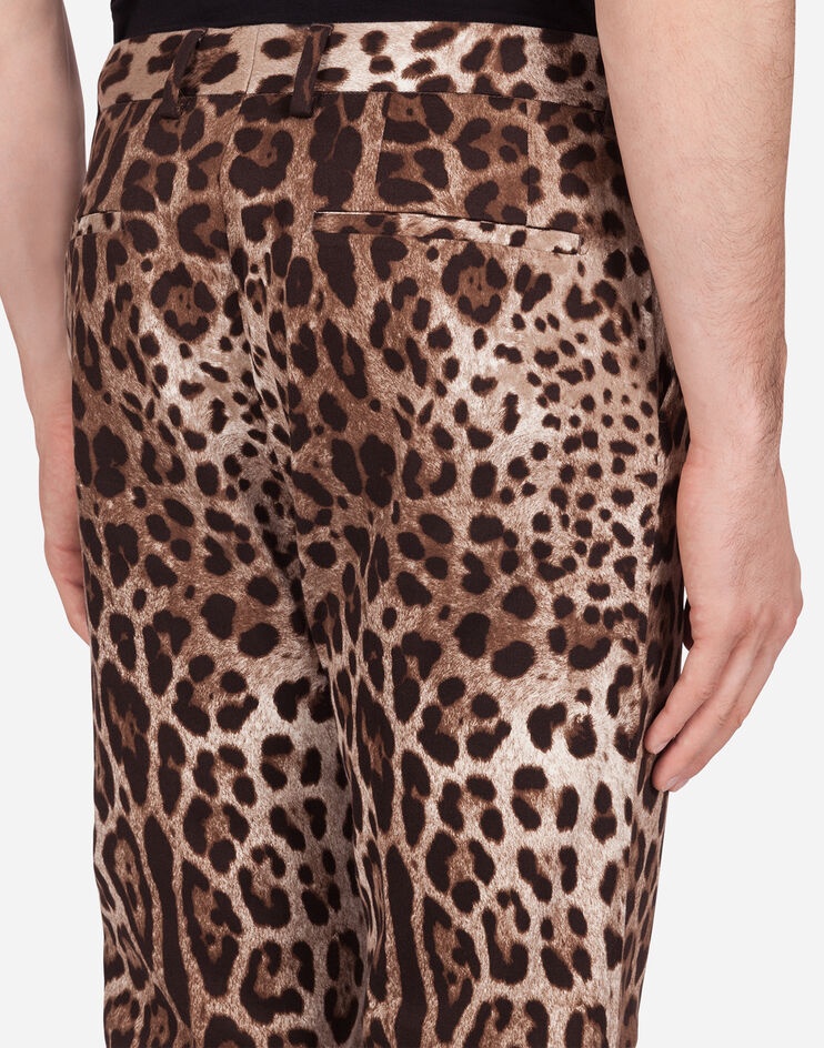 Cotton stretch pants with leopard print - 4