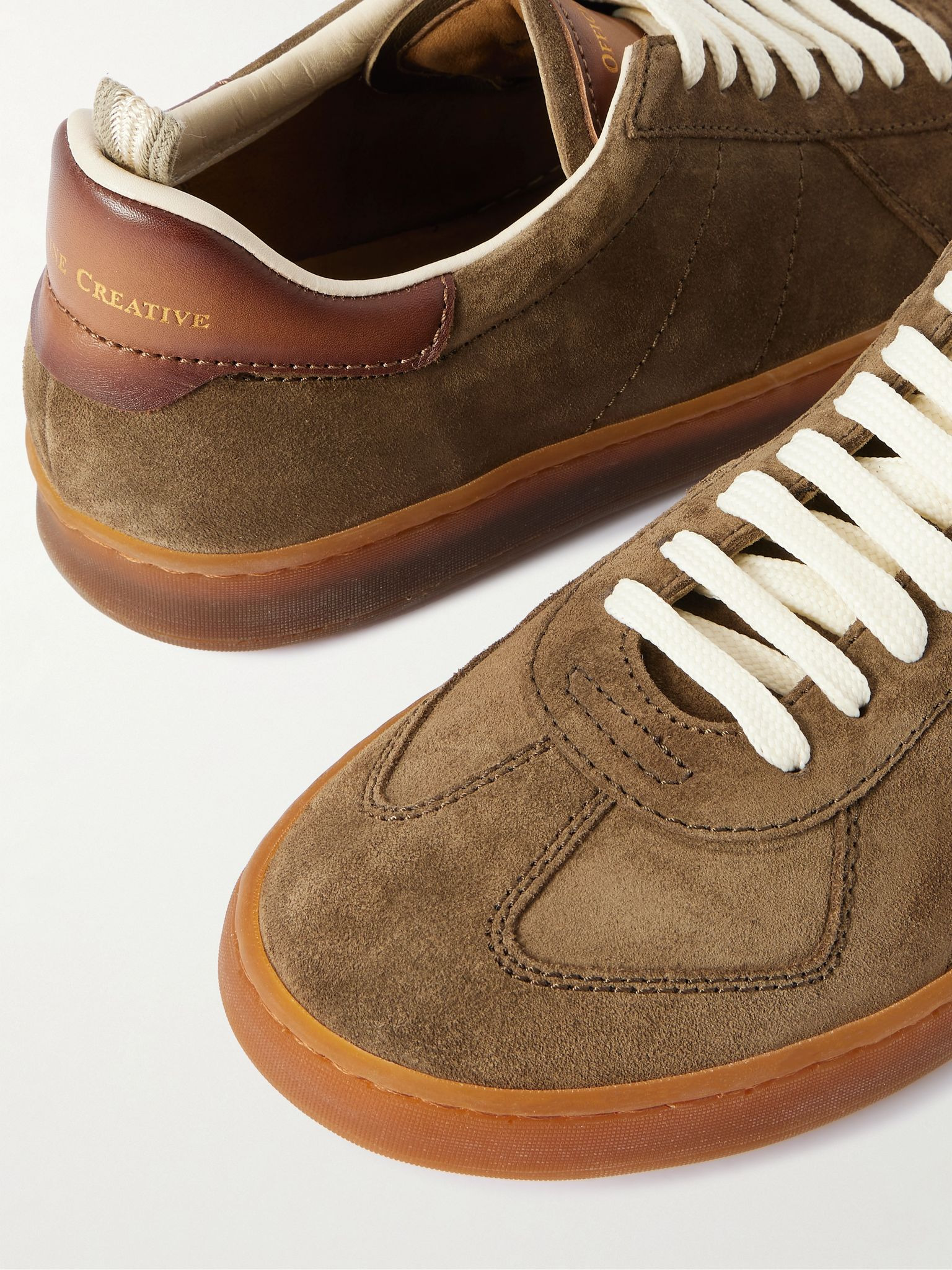 Militia 002 Leather-Trimmed Suede Sneakers Green - 5