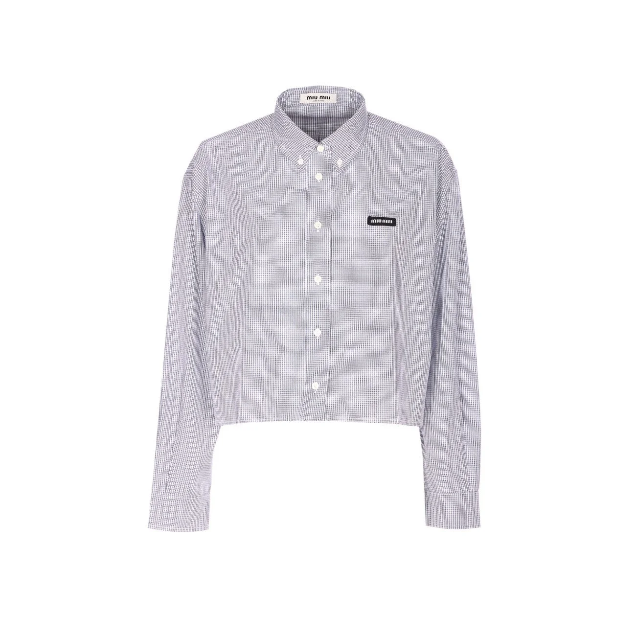 Miu Miu Women Check Motif Miu Miu Logo Shirt - 1