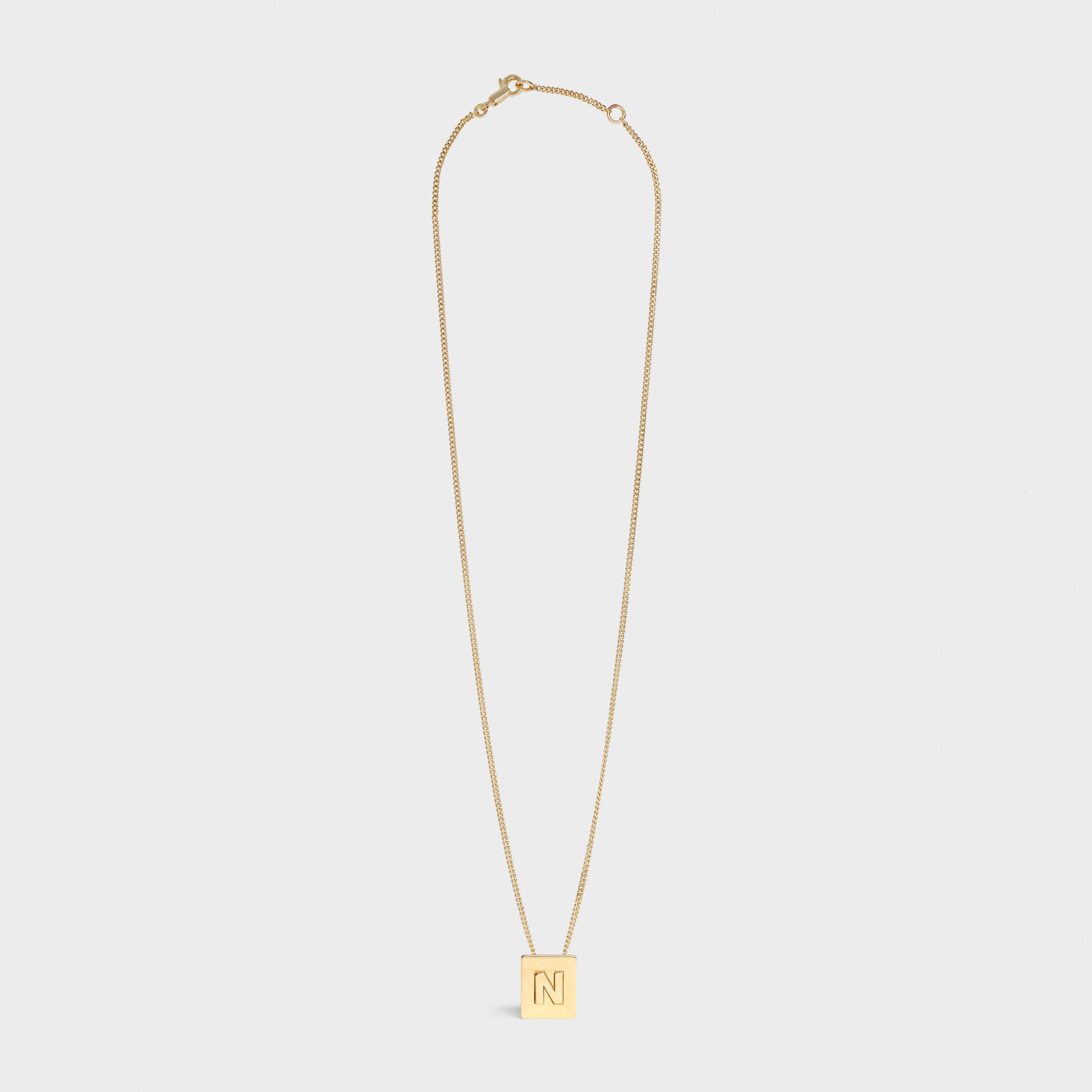 Alphabet N Necklace in Brass with Gold finish - 2