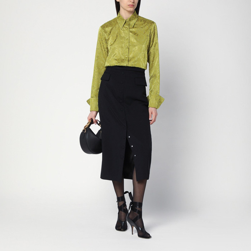 Dries Van Noten Black wool and mohair midi skirt outlook