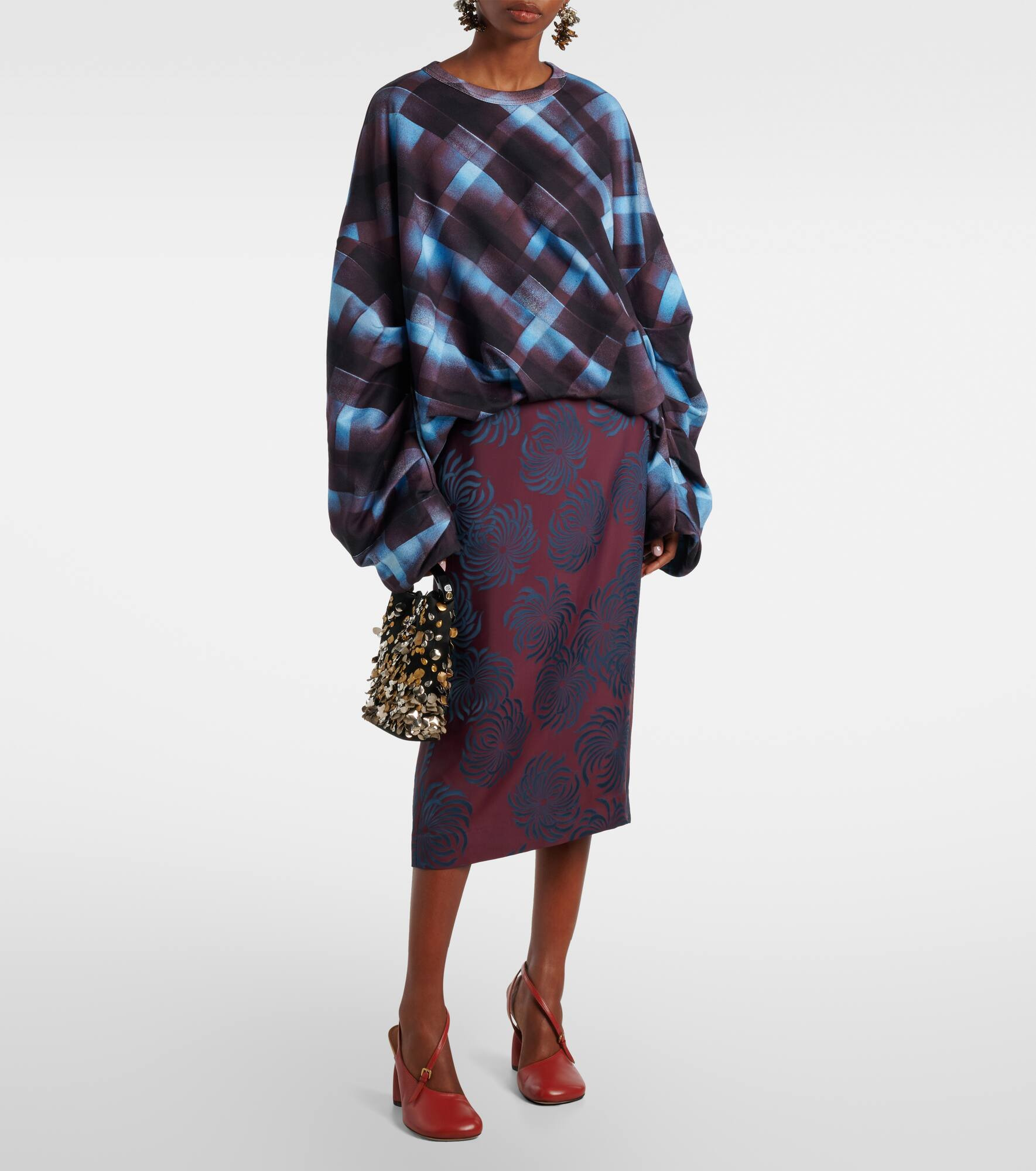 Checked cotton sweatshirt - 2