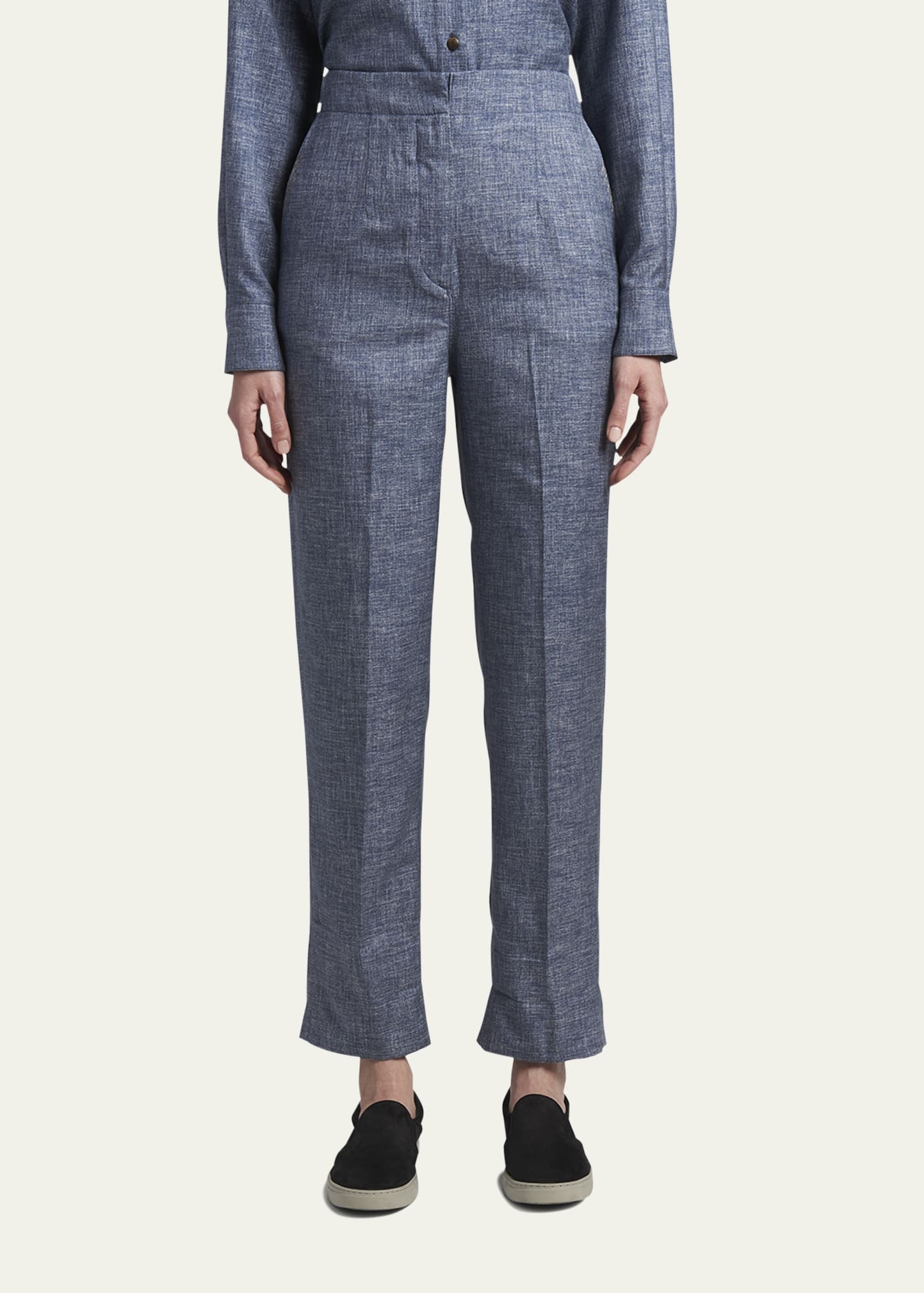 Denim-Effect Silk Pants - 4