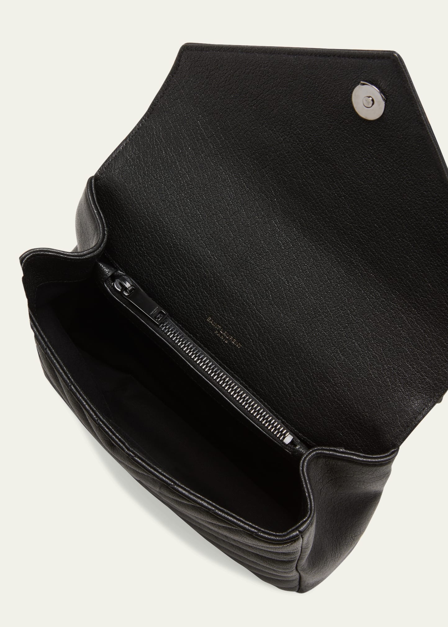 College Medium Monogram YSL V-Flap Crossbody Bag - Black Hardware - 4
