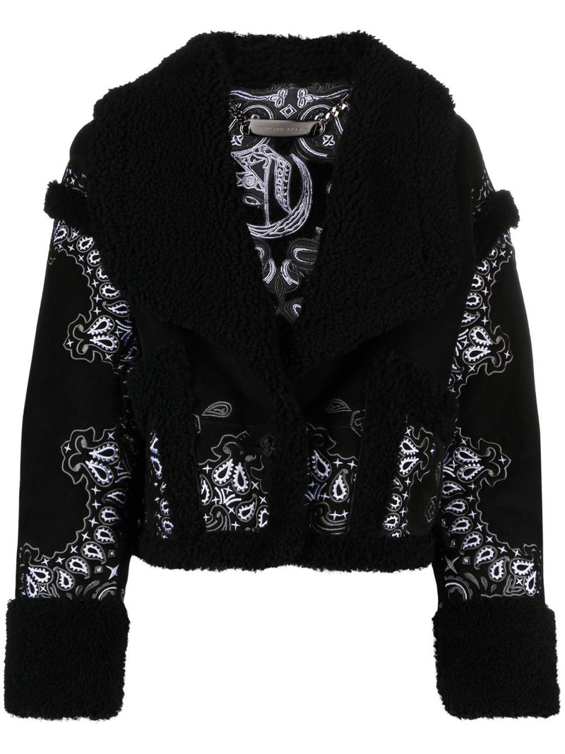 paisley bandana shearling jacket 1