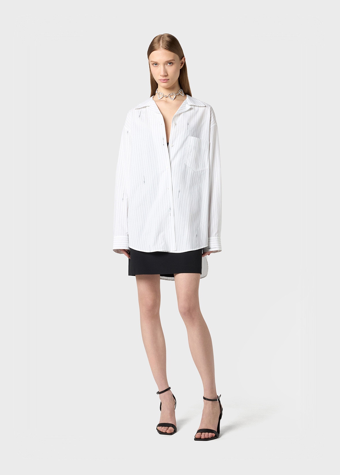 STRIPED OVERSIZED SHIRT WITH BLUMARINE LOGO - 2