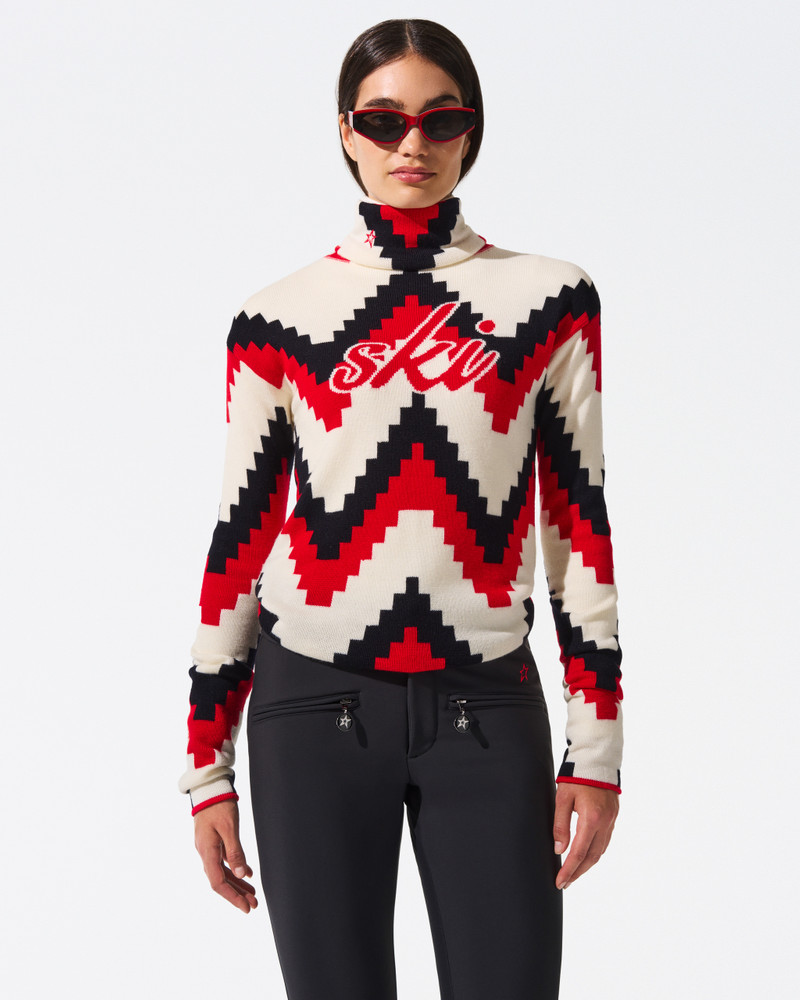 PERFECT MOMENT Chevron Merino Wool Turtleneck Sweater outlook