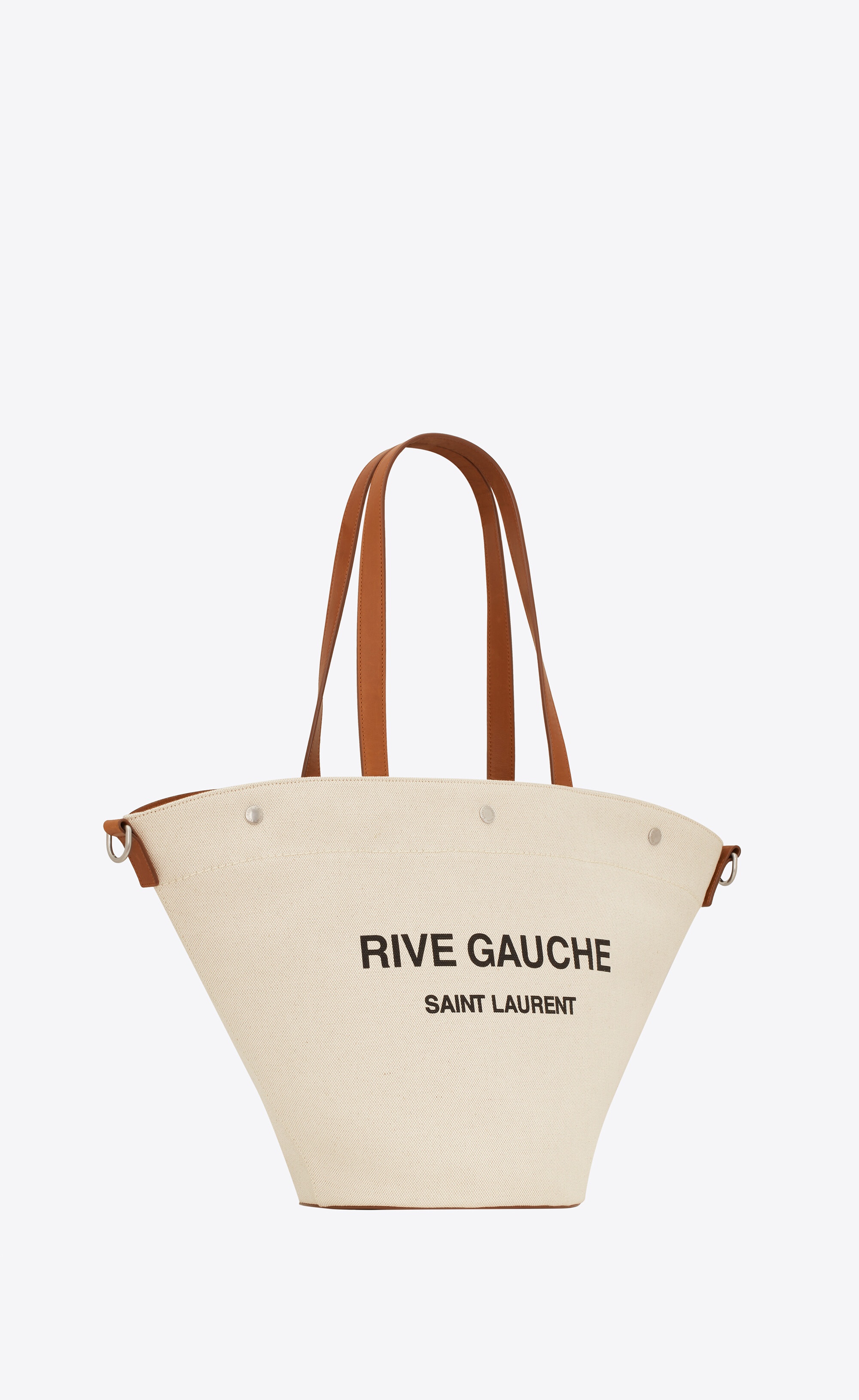 rive gauche tote bag in canvas and vintage leather - 6